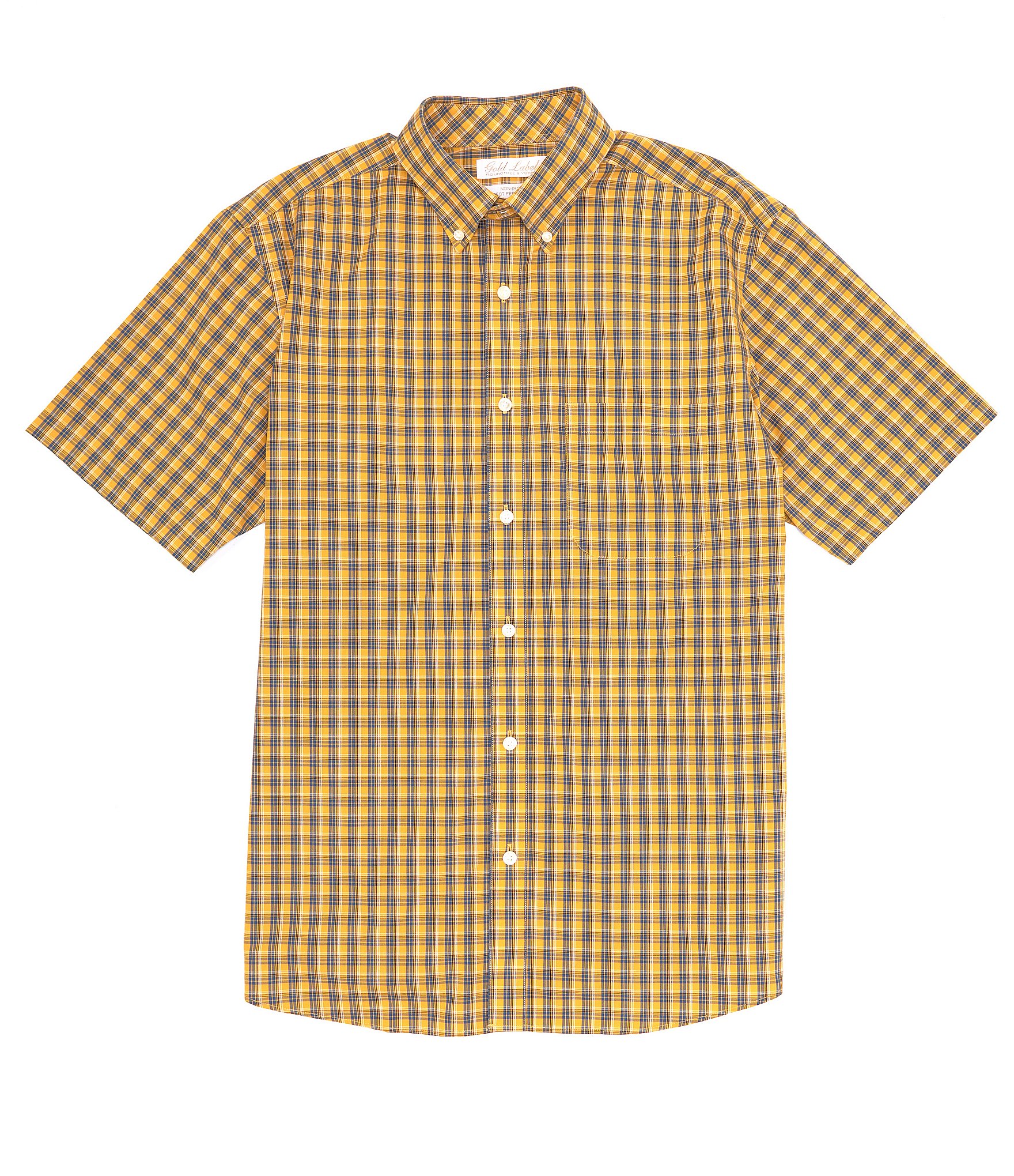 Roundtree & Yorke Gold Label Poplin Short Sleeve Plaid Shirt | Dillard's