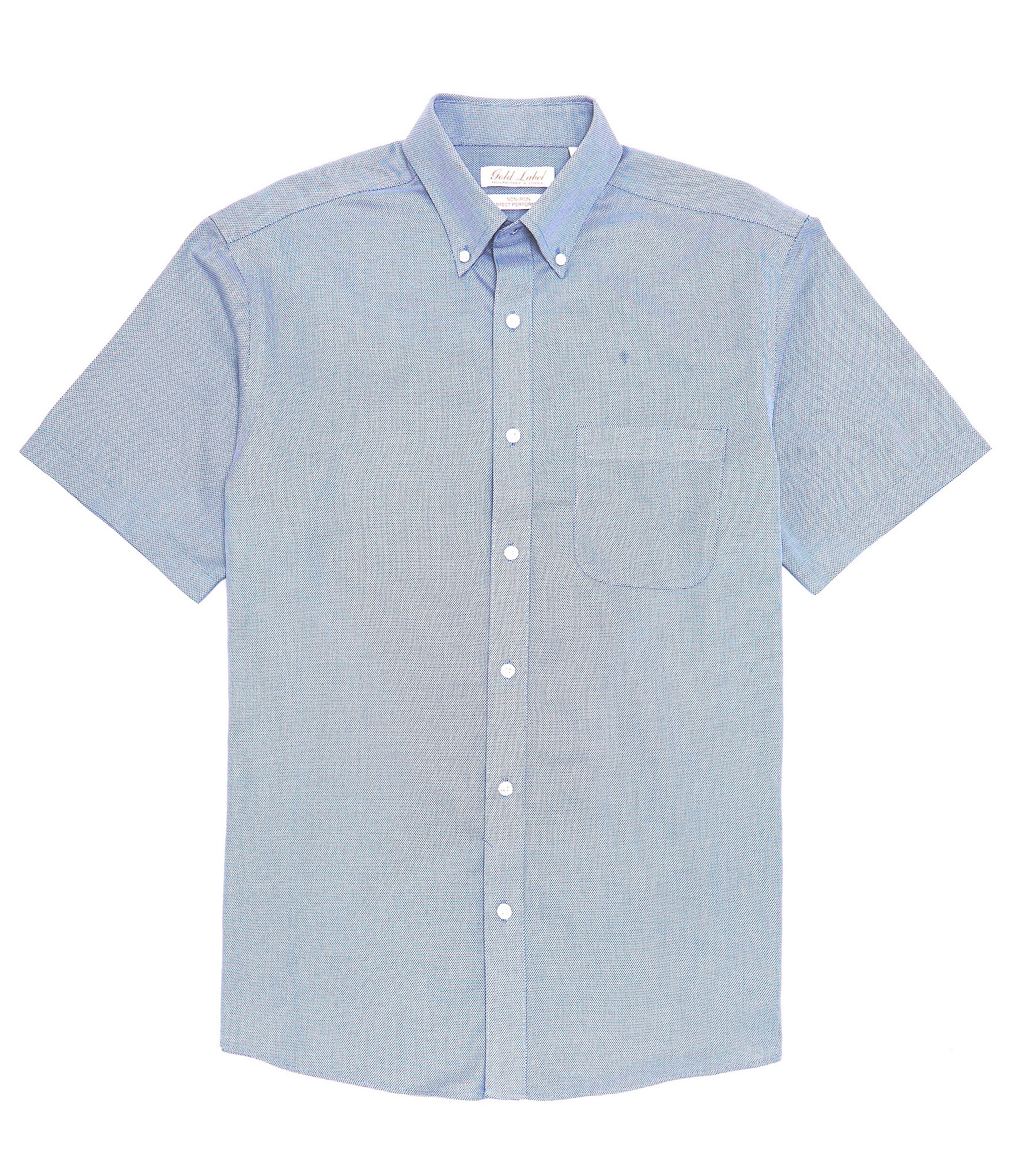 Roundtree & Yorke Gold Label Short Sleeve Solid Textured Dobby Button ...