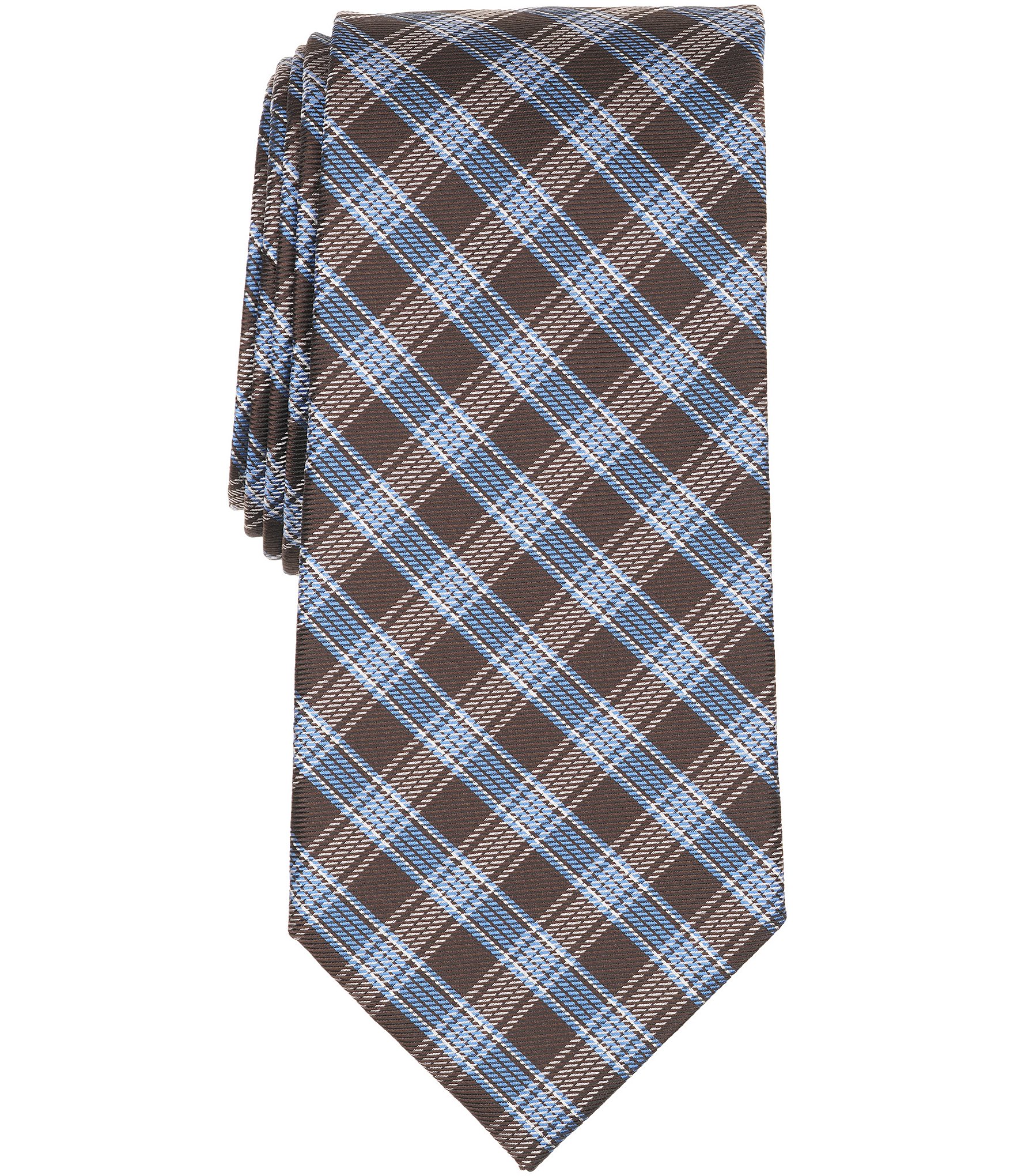Roundtree & Yorke Gregory Plaid Traditional Silk/Poly Tie