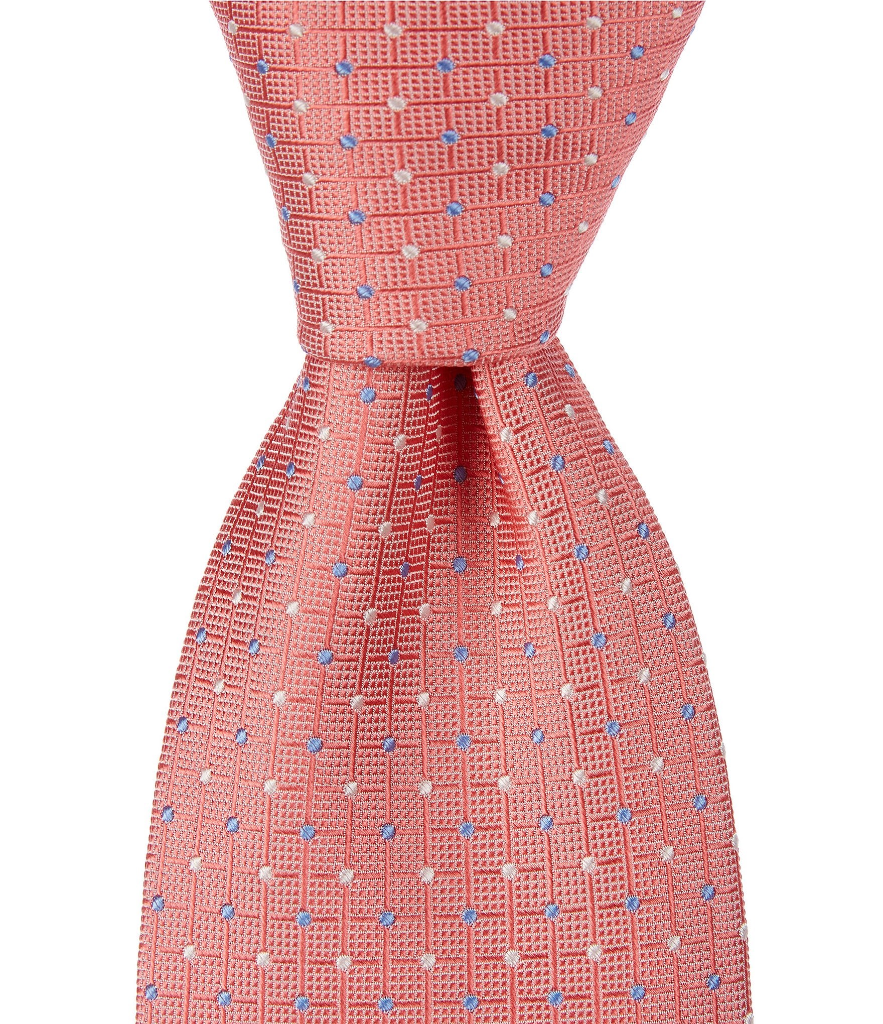 Roundtree & Yorke Grid Dot 3 3/8#double; Woven Silk Tie