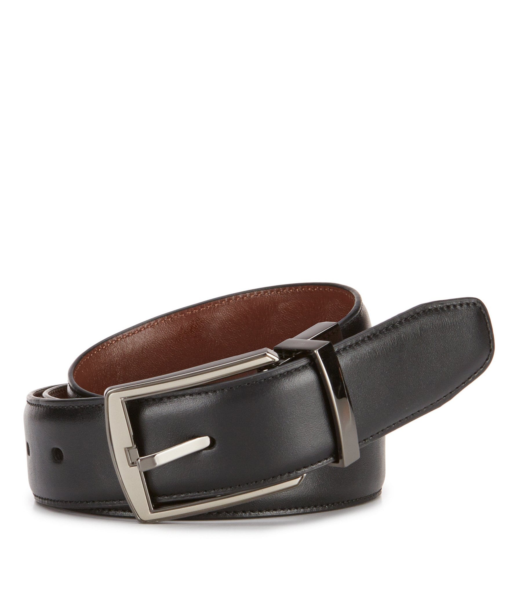 Men's Reversible Stitched Leather Belt, Men's Accessories