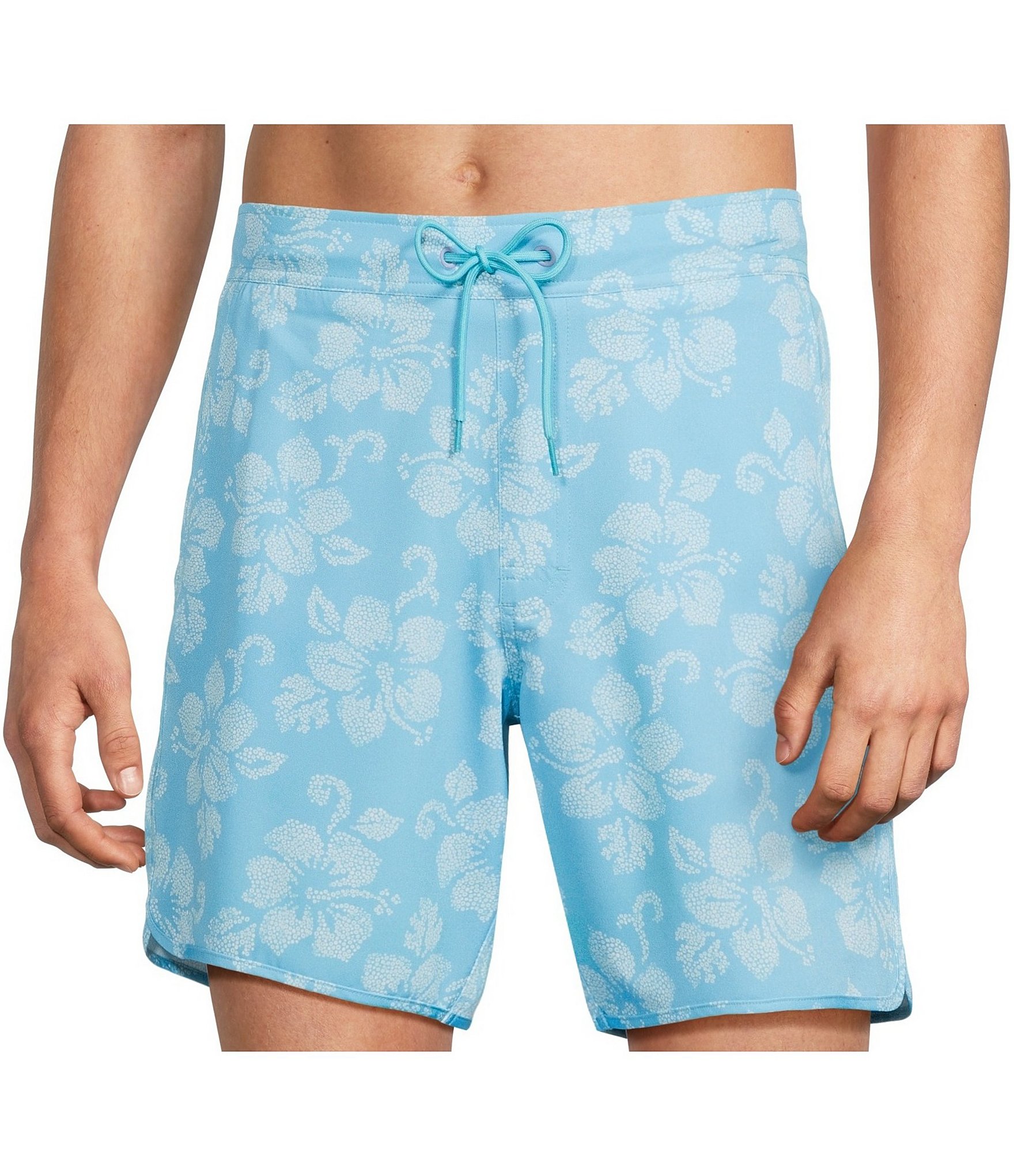 Roundtree & Yorke Hibiscus 7#double; Inseam Swim Trunks