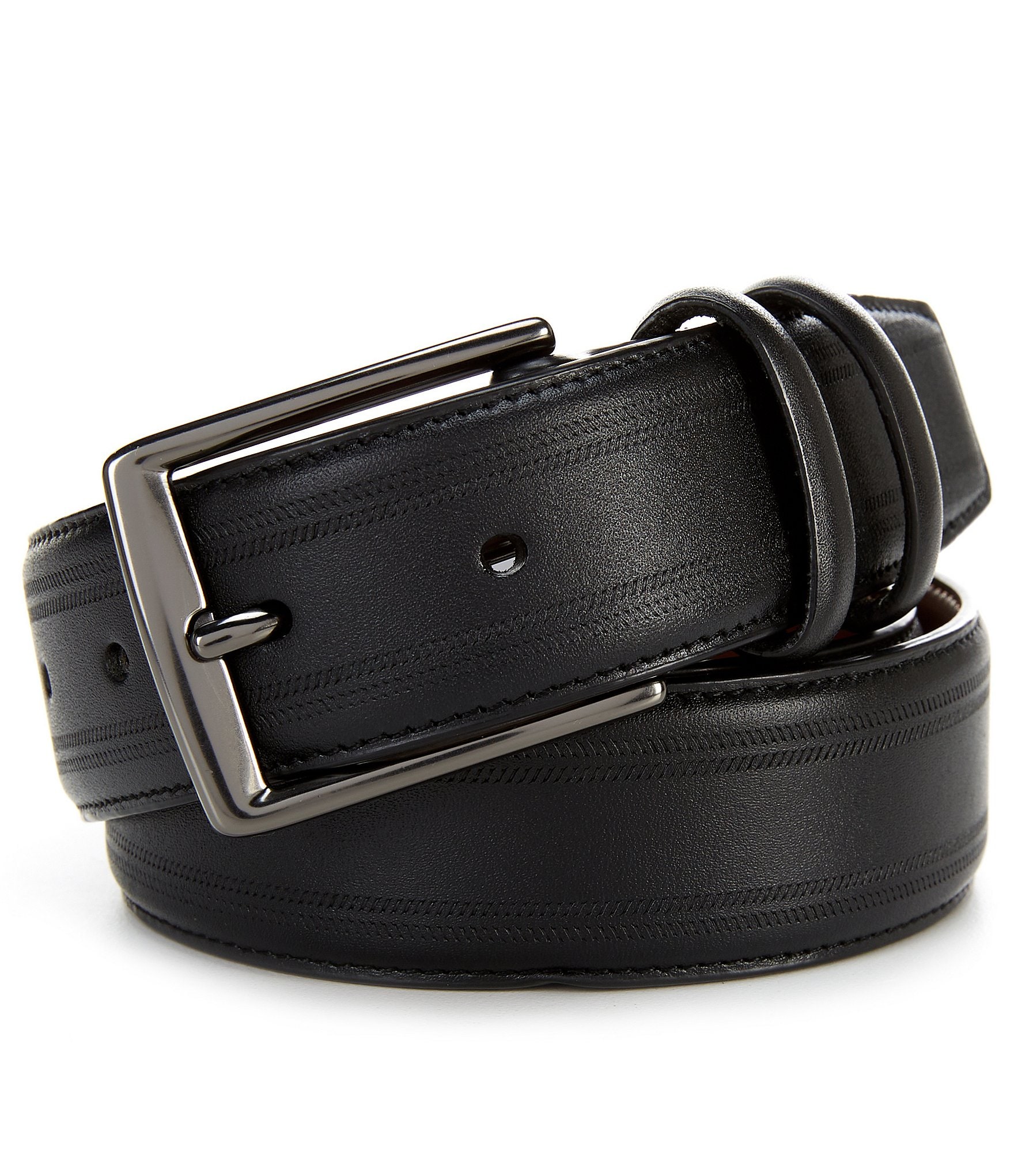 Roundtree & Yorke Leather Herringbone Belt | Dillard's