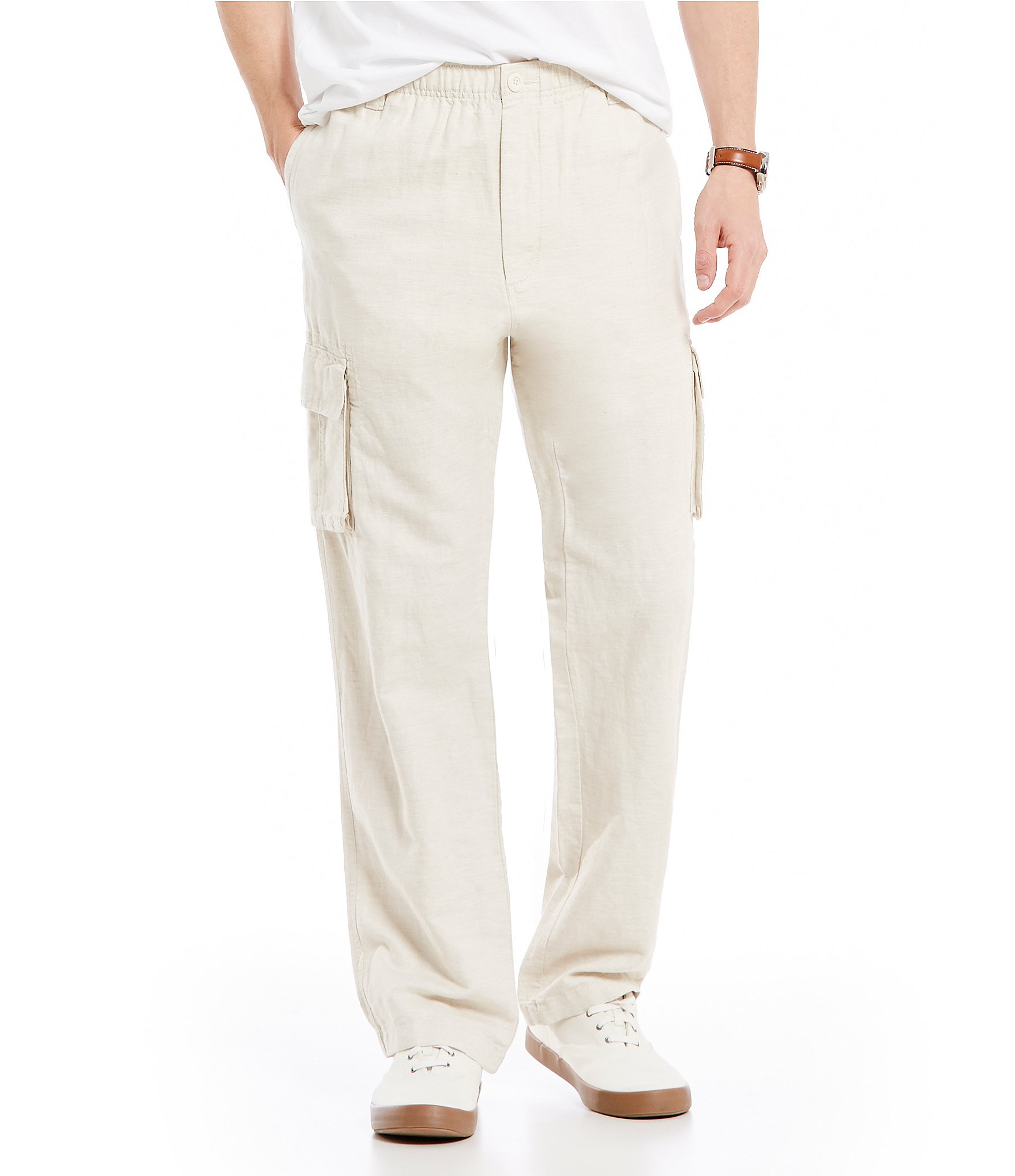 Roundtree & Yorke Linen/Cotton Blend Cargo Pants | Dillards