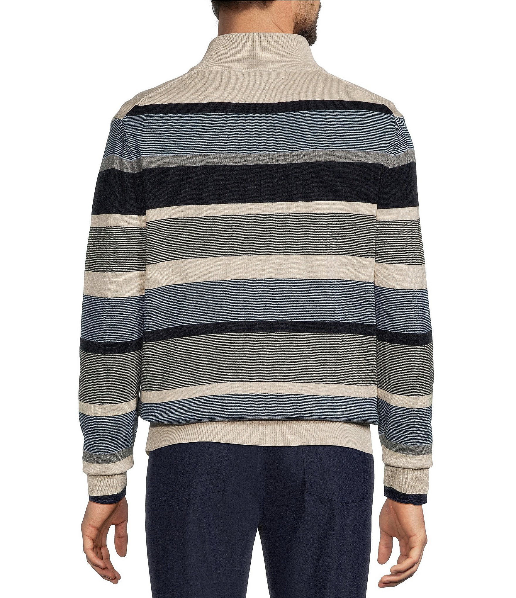 Roundtree & Yorke Long Sleeve Fashion Quarter-Zip Sweater