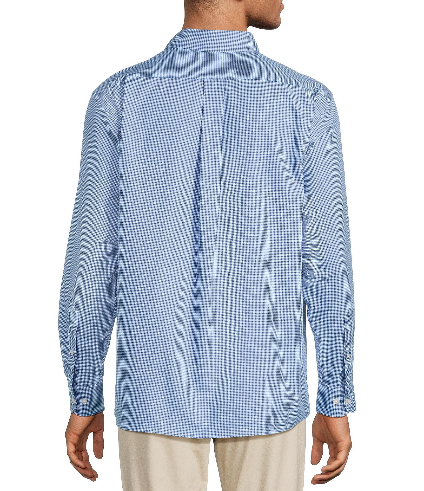 Roundtree & Yorke Gingham Pattern Twill Sport Shirt