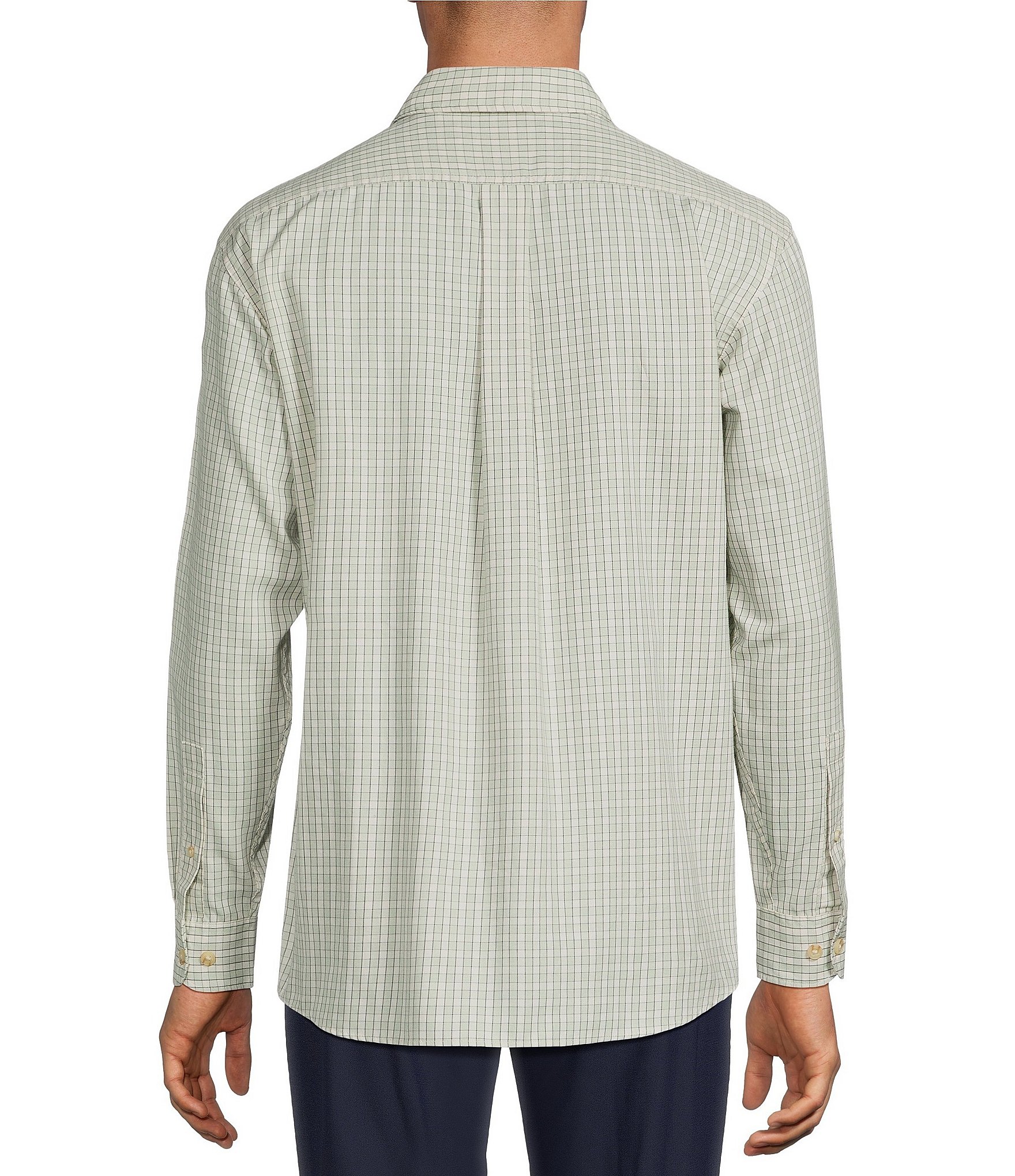 Roundtree & Yorke Long Sleeve Gingham Plaid Sport Shirt