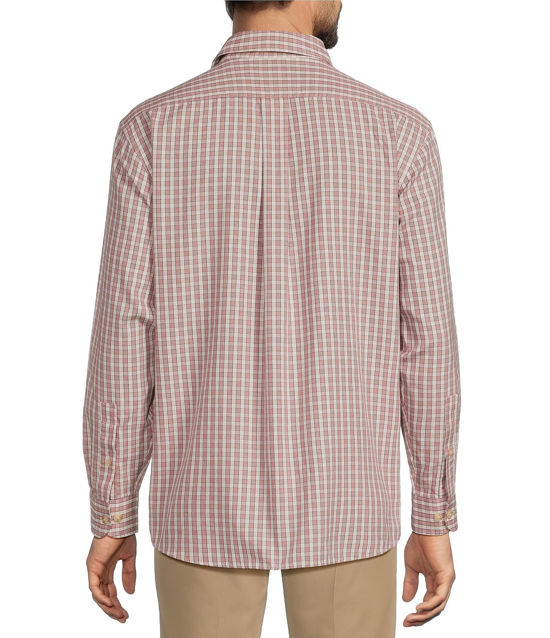 Roundtree & Yorke Long Sleeve Gingham Plaid Sport Shirt