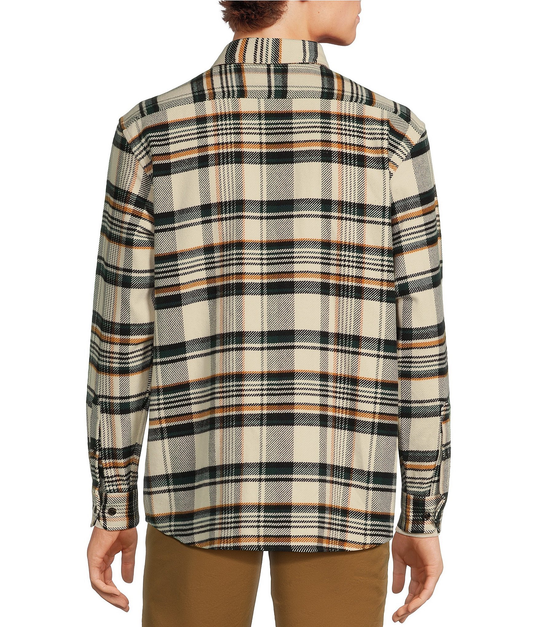 Roundtree & Yorke Long Sleeve Heavyweight Twill Plaid Shirt Jacket