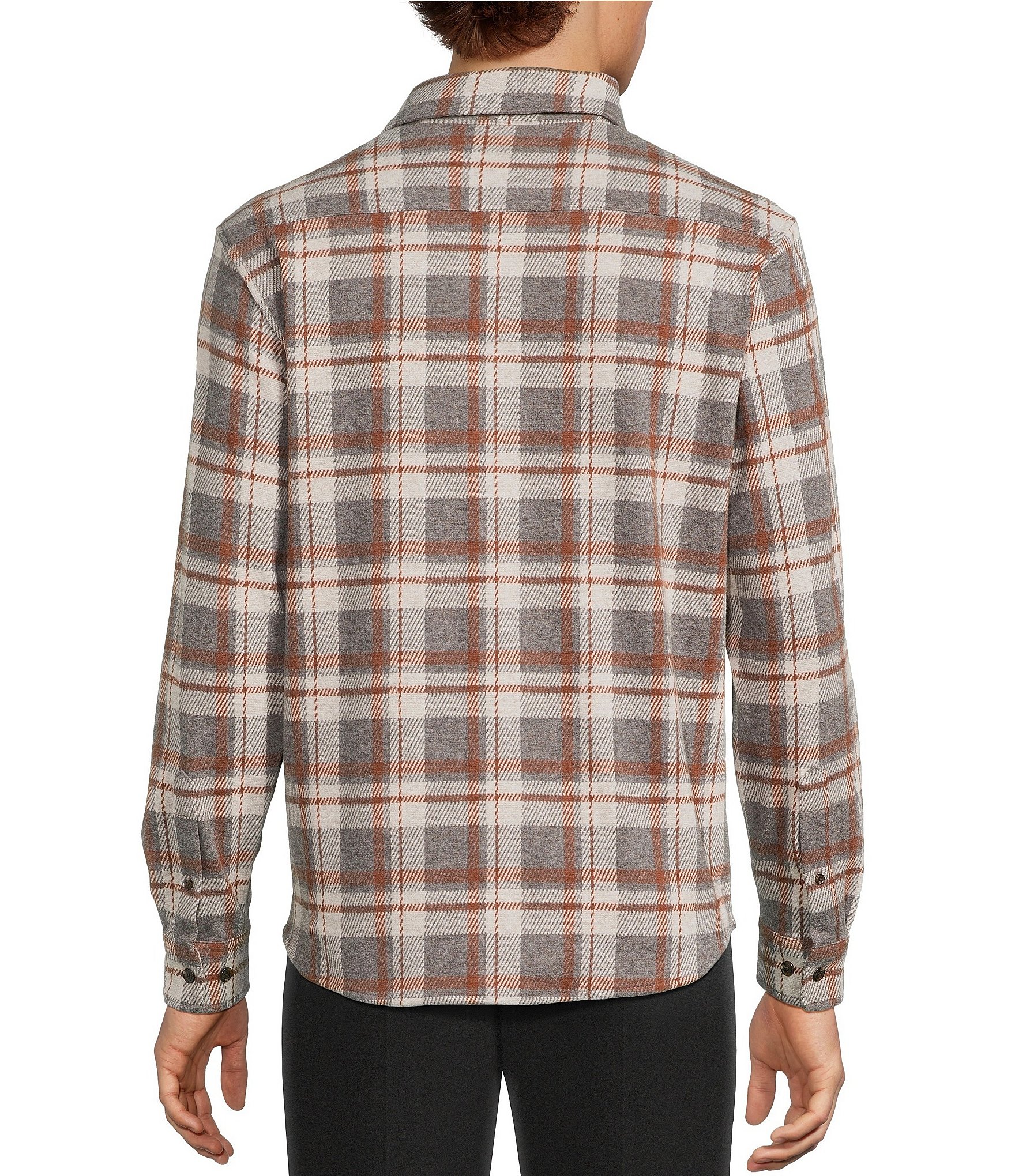 Roundtree & Yorke Long Sleeve Plaid Button Front Shirt