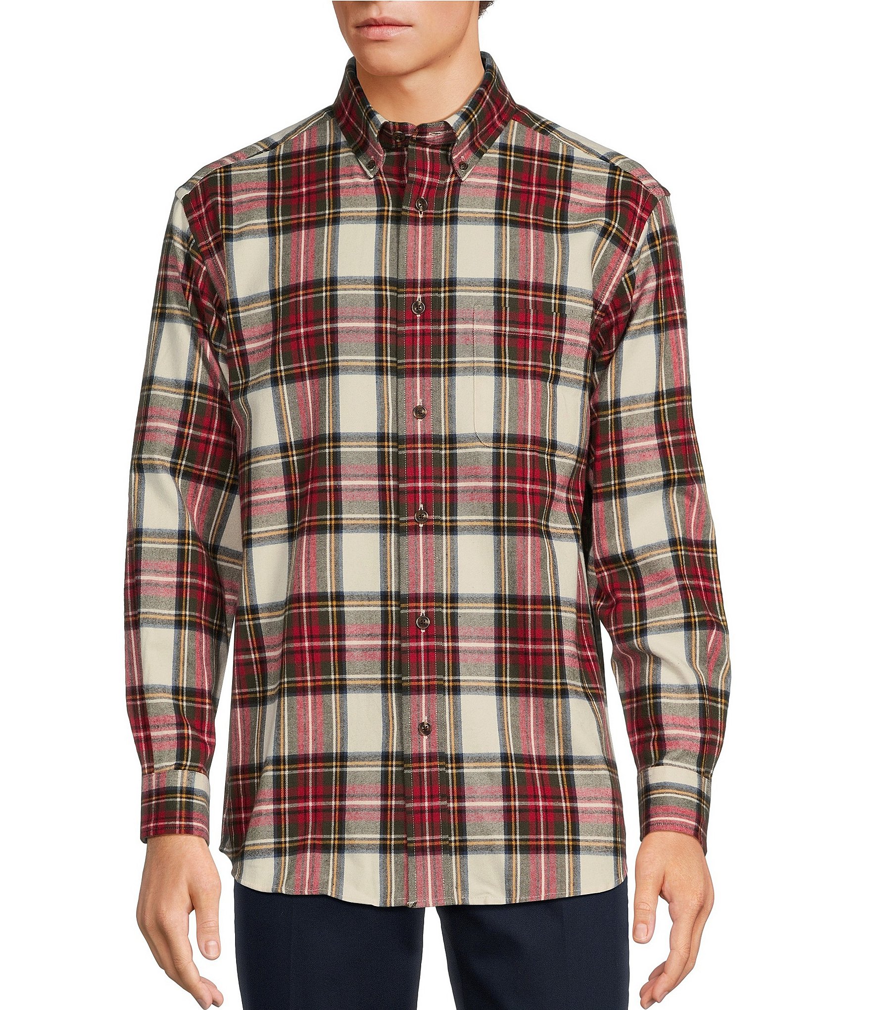 Roundtree & Yorke Long Sleeve Large Plaid Portuguese Flannel Sport ...