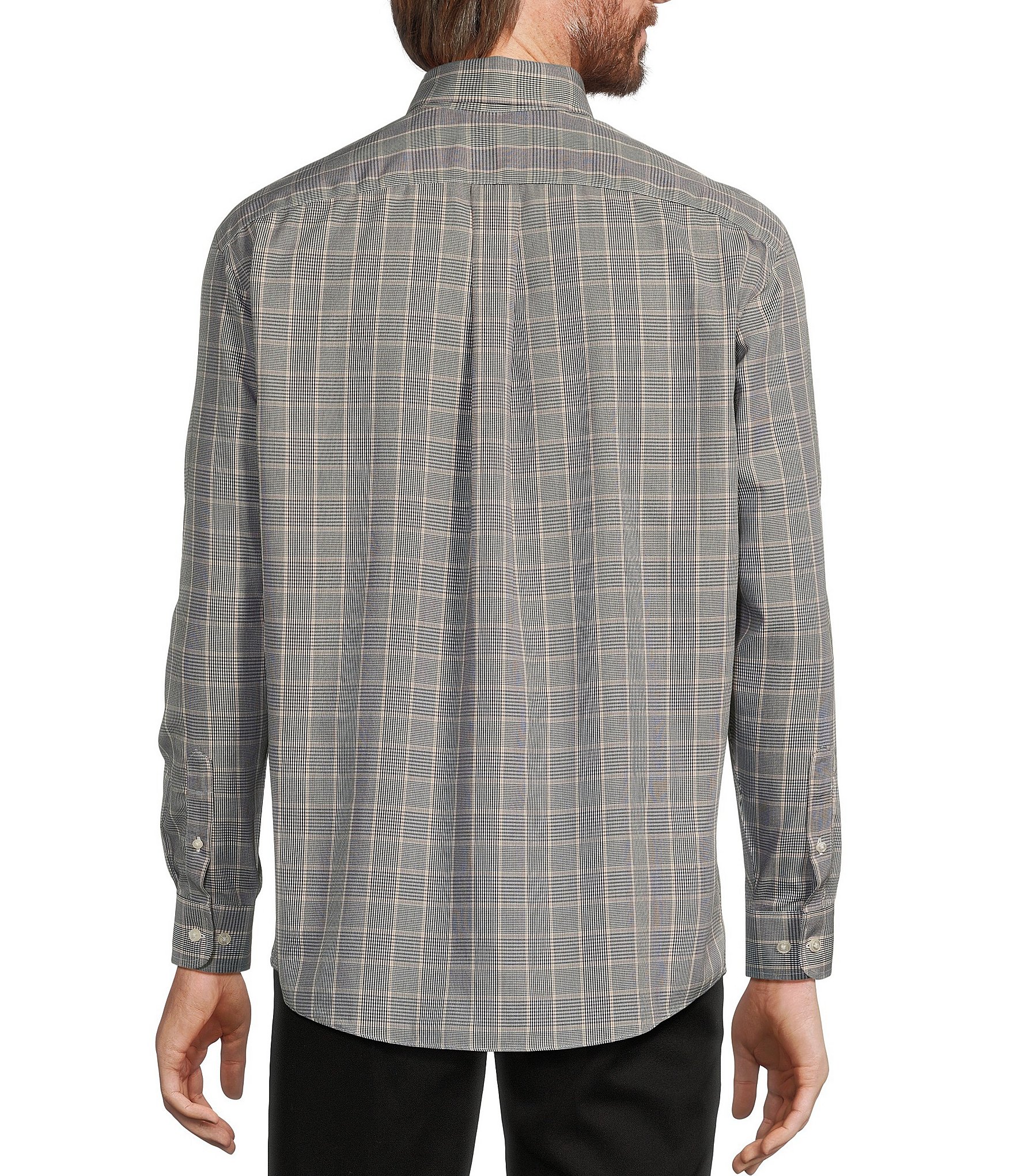 Gold Label Roundtree & Yorke Non-Iron Long Sleeve Plaid Sport Shirt