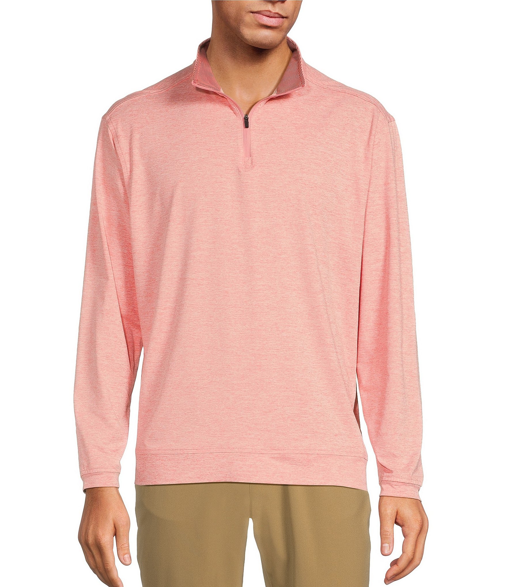 Roundtree & Yorke Long Sleeve Performance Quarter-Zip Solid Pullover