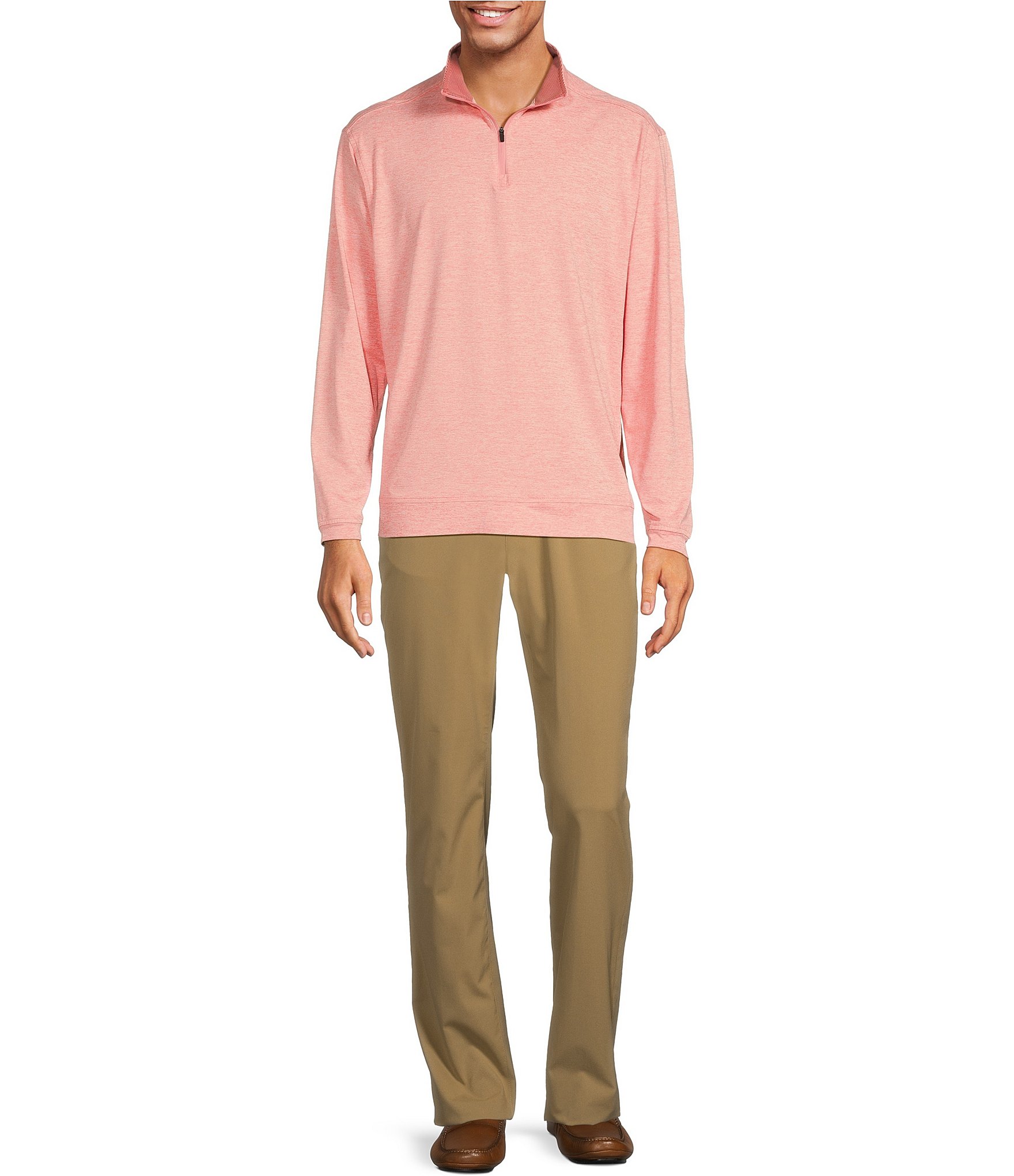 Roundtree & Yorke Long Sleeve Performance Quarter-Zip Solid Pullover