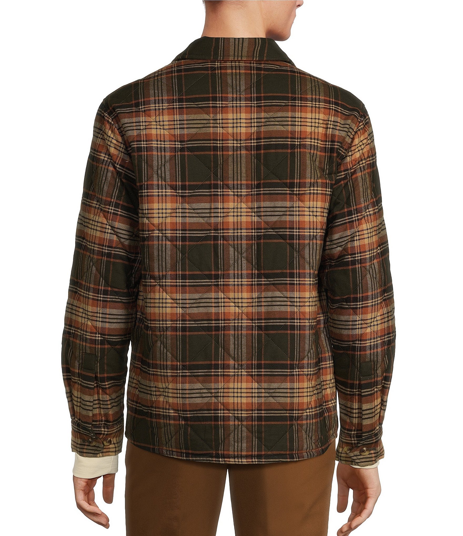 Roundtree & Yorke Long Sleeve Quilted Large Plaid Shirt Jacket