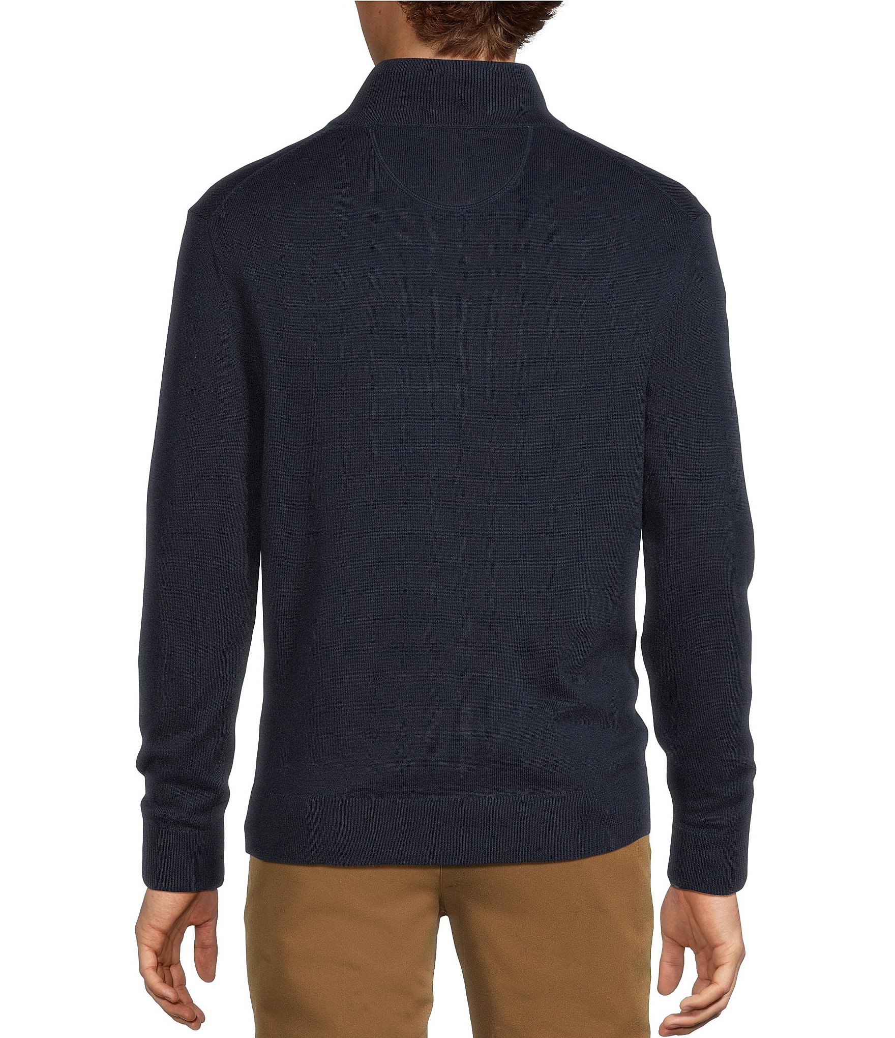 Roundtree & Yorke Long Sleeve Solid Button Mock Sweater