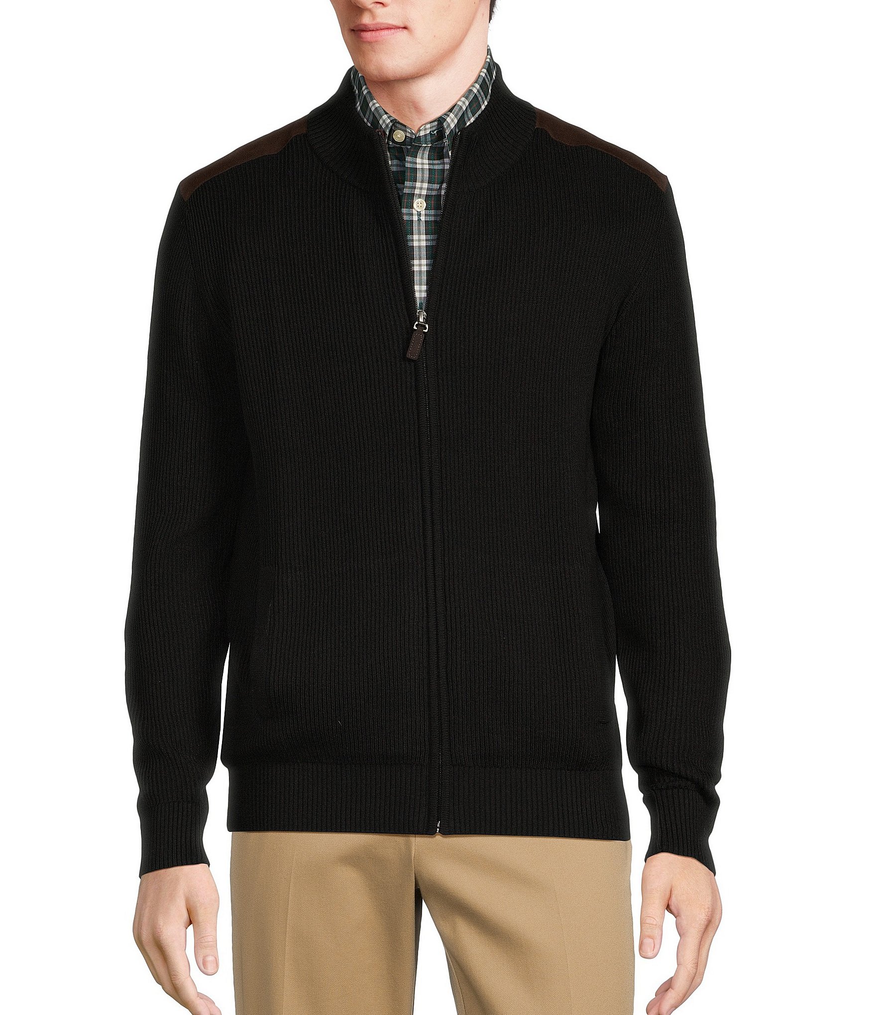 Roundtree & Yorke Long Sleeve Solid Full-Zip Sweater | Dillard's
