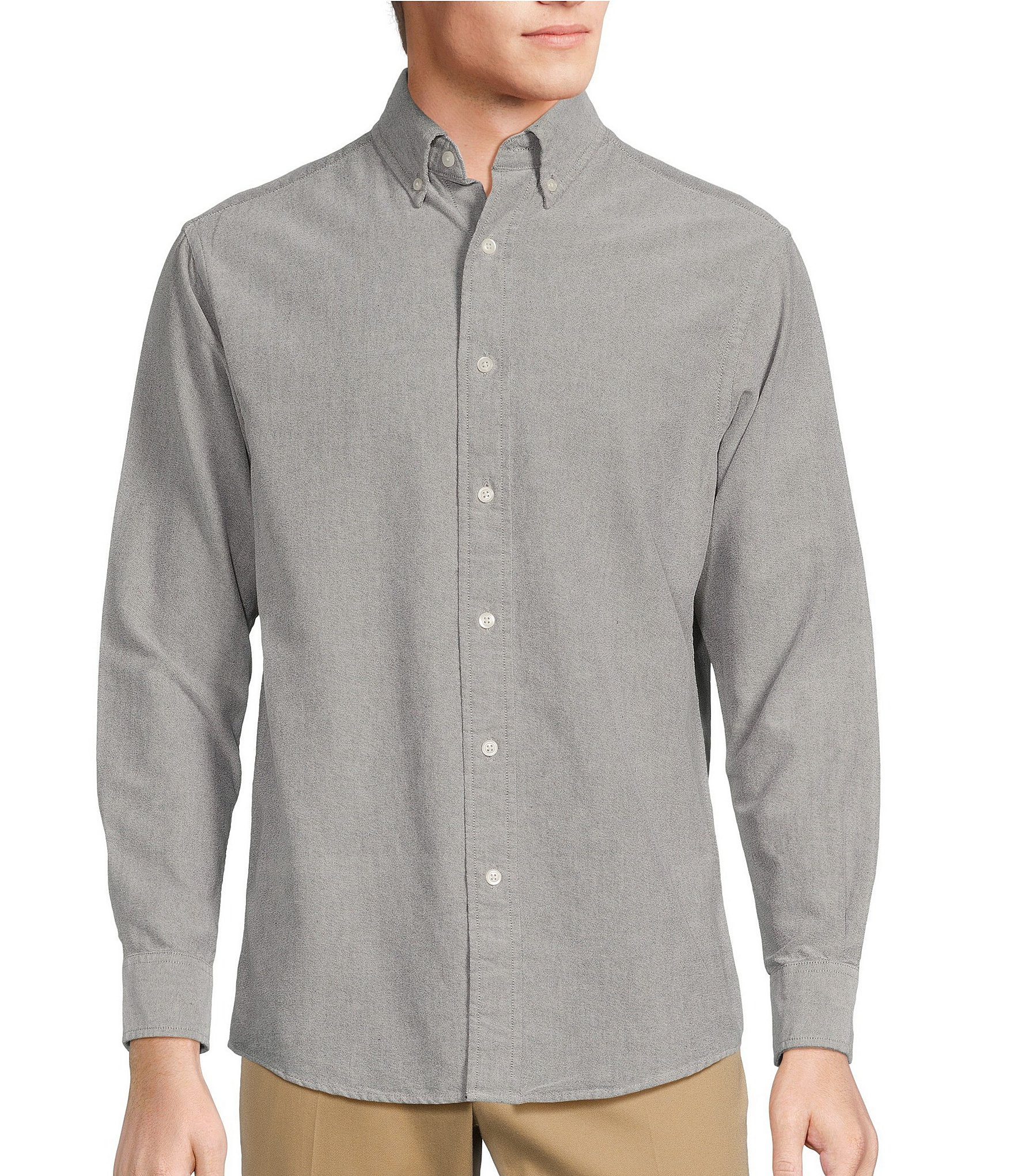 Roundtree & Yorke Long Sleeve Solid Oxford Sport Shirt | Dillard's