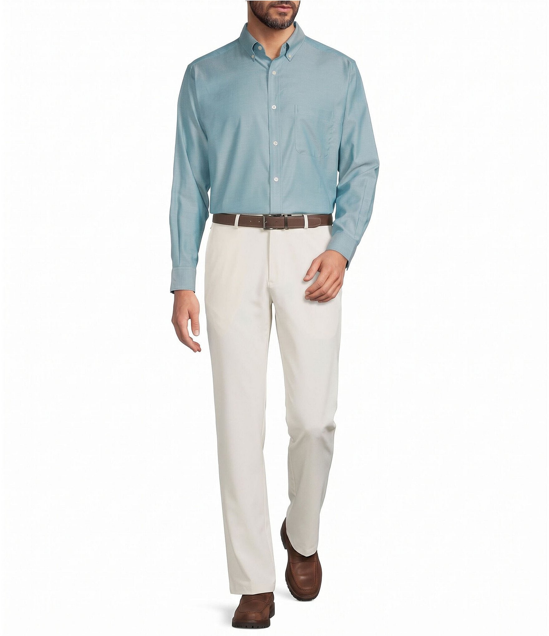 Roundtree & Yorke Long Sleeve Solid Oxford Sport Shirt