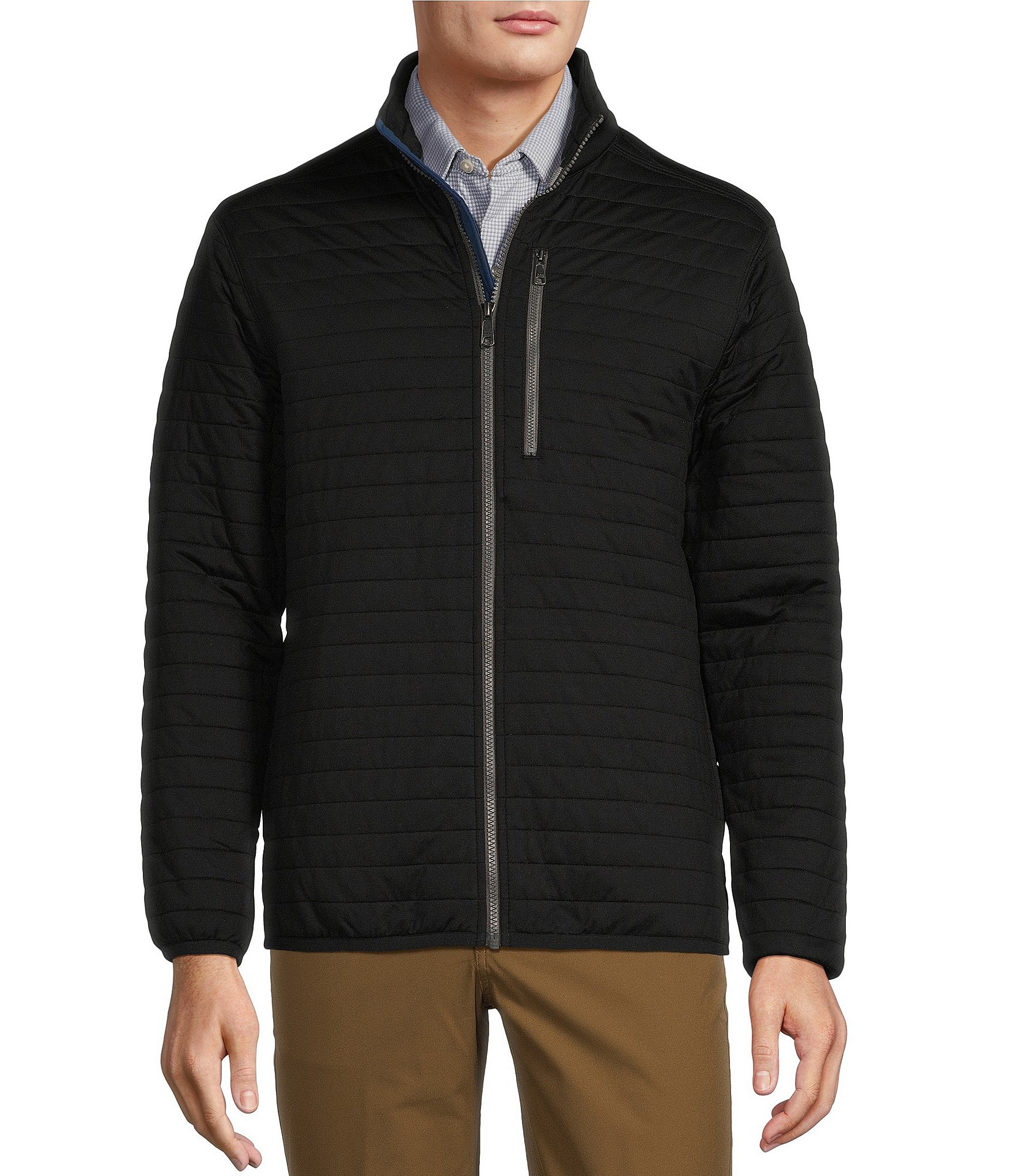 Roundtree & Yorke Long Sleeve Solid Quilted Full Zip Jacket | Dillard's