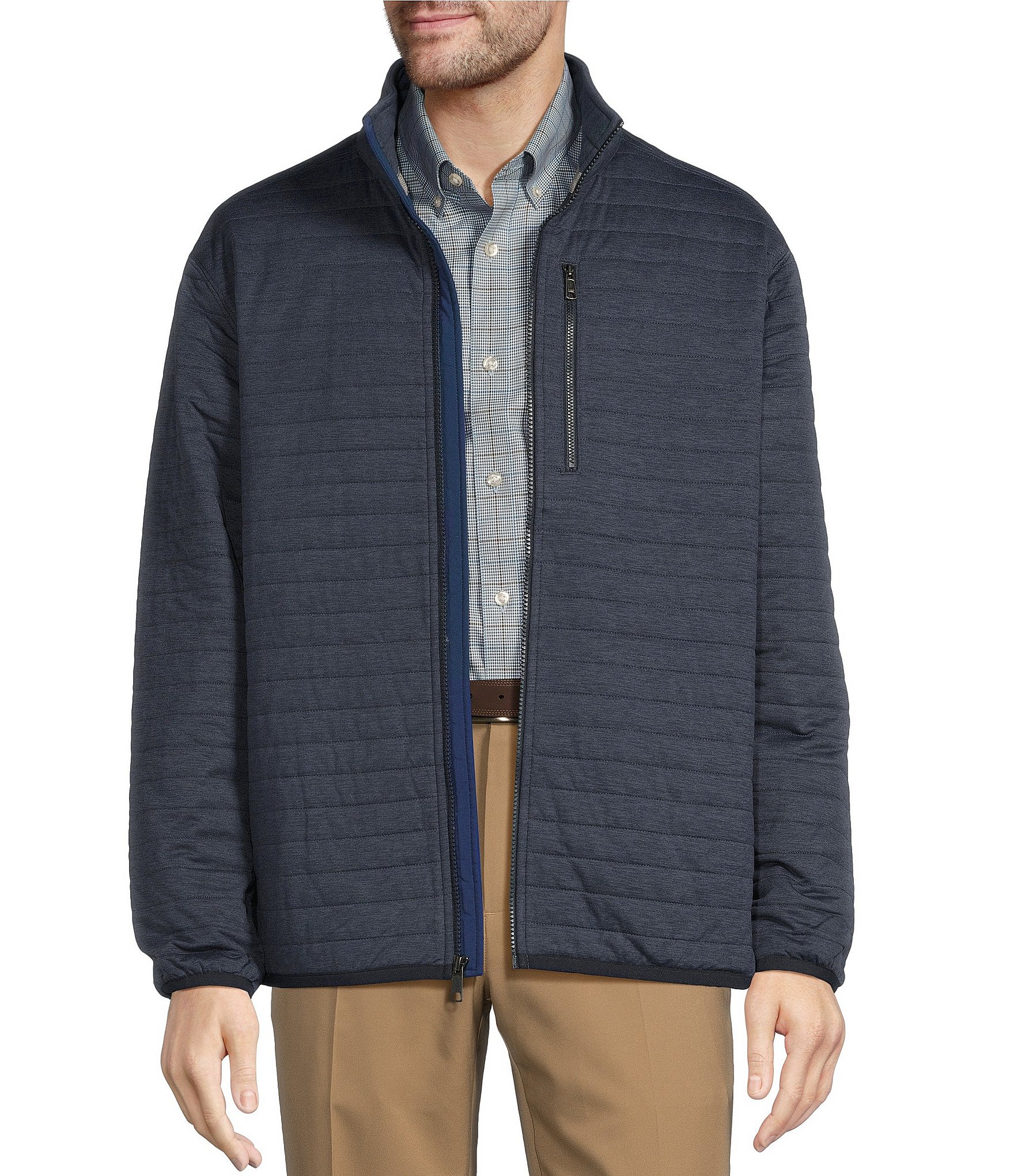 Roundtree & Yorke Long Sleeve Solid Quilted Full Zip Jacket