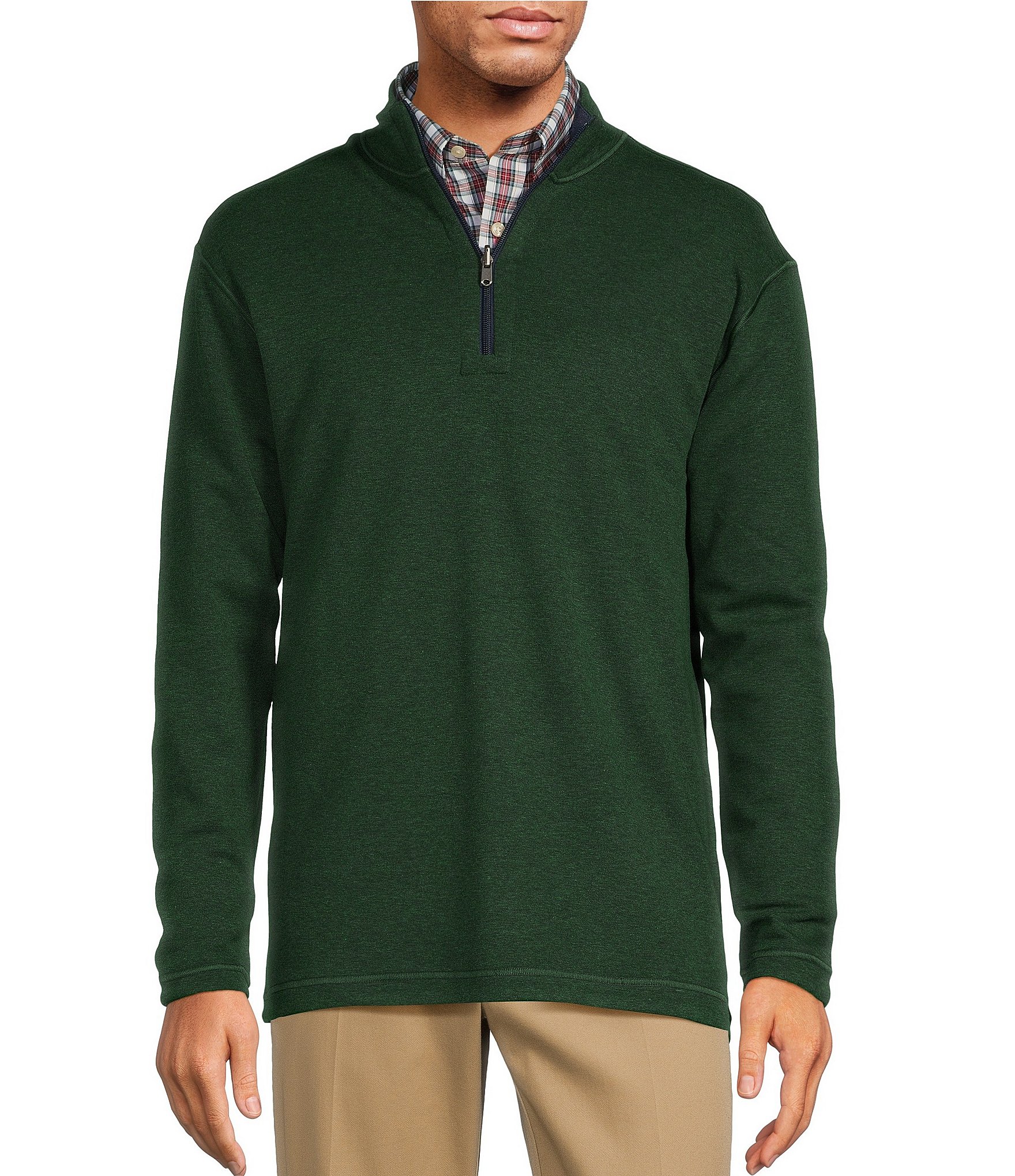 Roundtree & Yorke Long Sleeve Solid Reversible Quarter-Zip Pullover