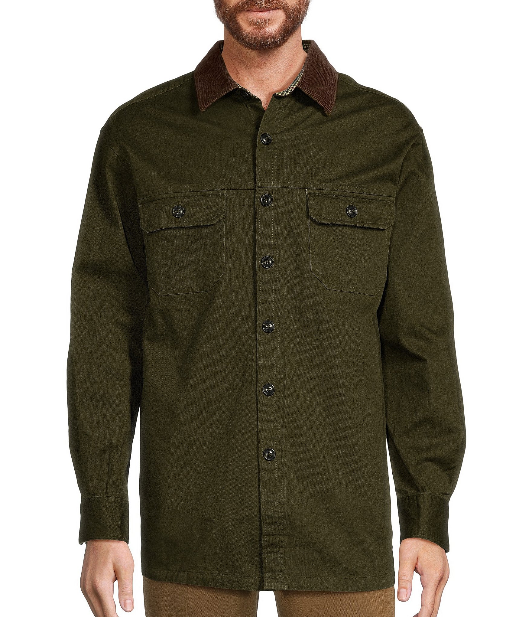 Roundtree & Yorke Long Sleeve Solid Shirt Jacket | Dillard's