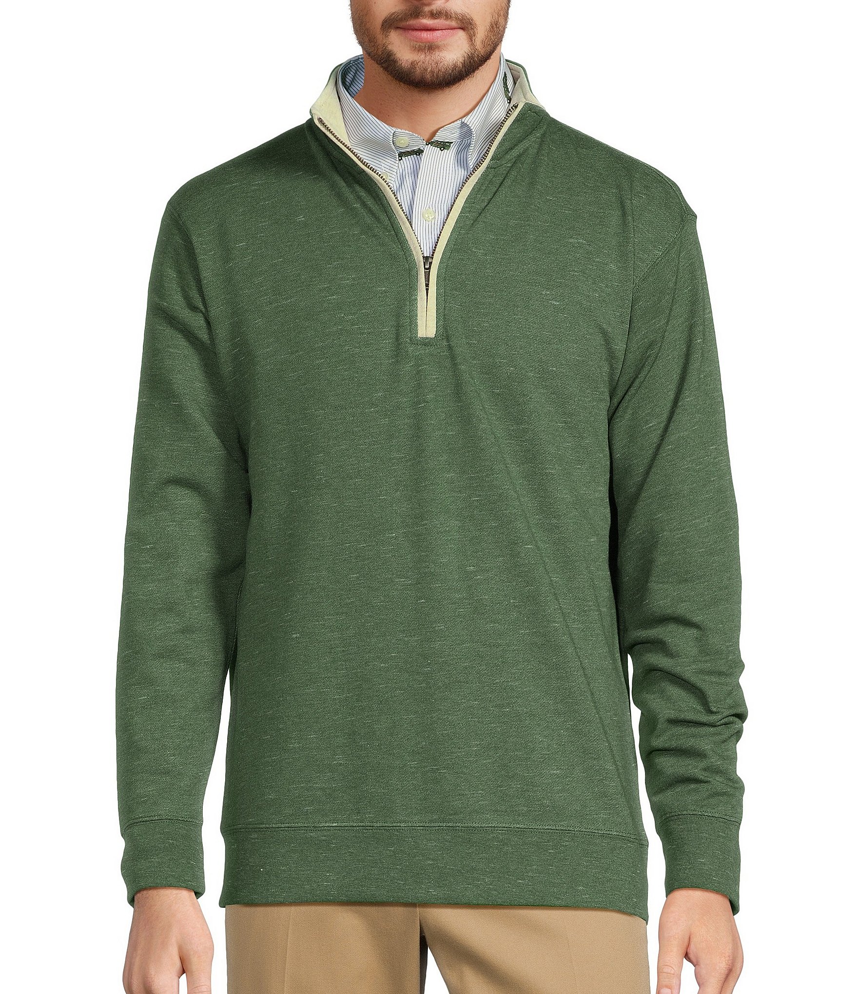Roundtree & Yorke Long Sleeve Solid Reversible Quarter-Zip Pullover