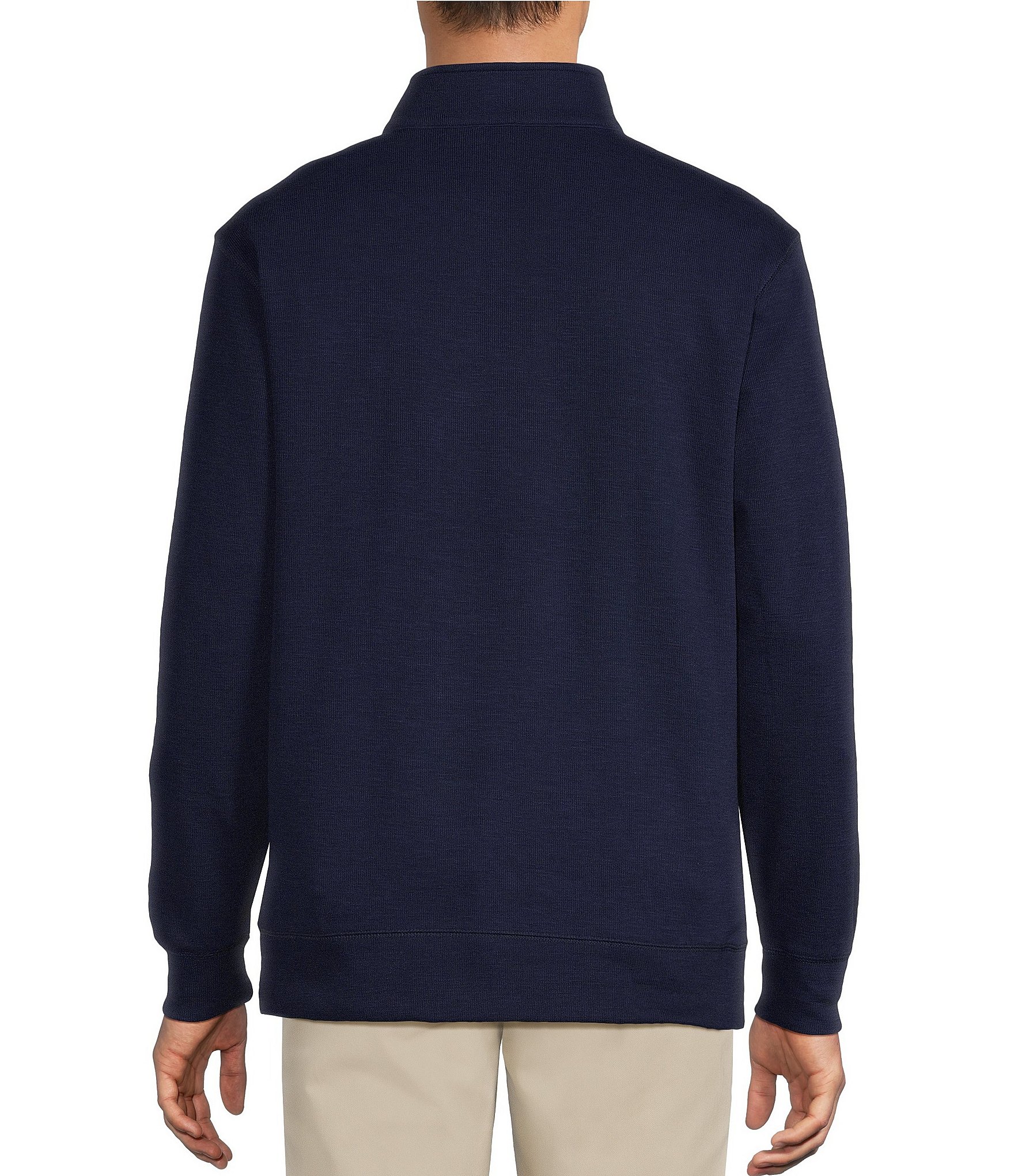 Roundtree & Yorke Long Sleeve Solid Slub Ribbed Quarter Zip Pullover