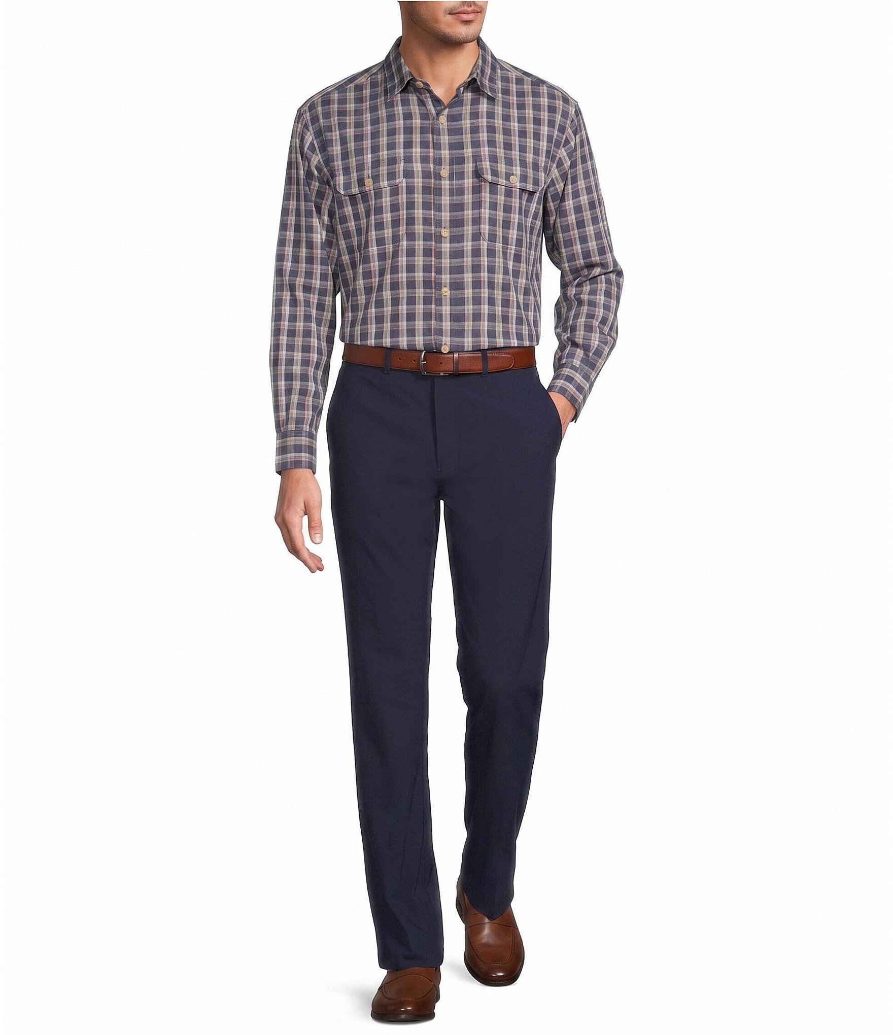 Roundtree & Yorke Medium Plaid Sport Shirt