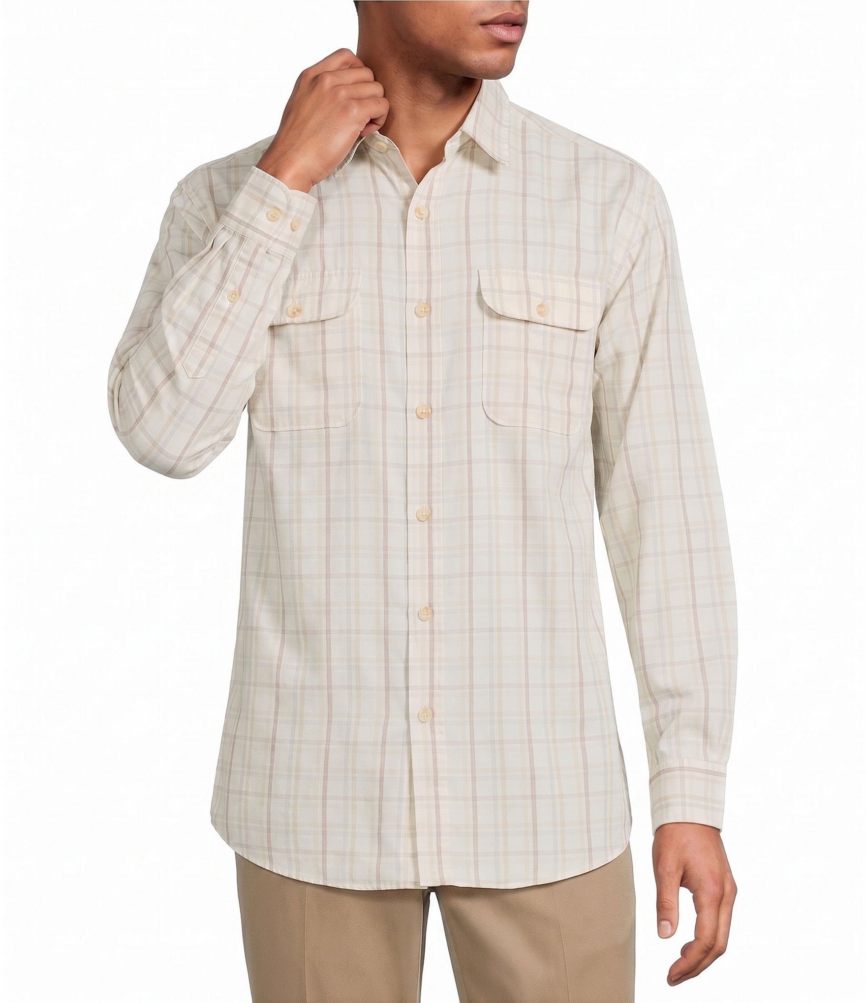 Roundtree & Yorke Medium Plaid Sport Shirt