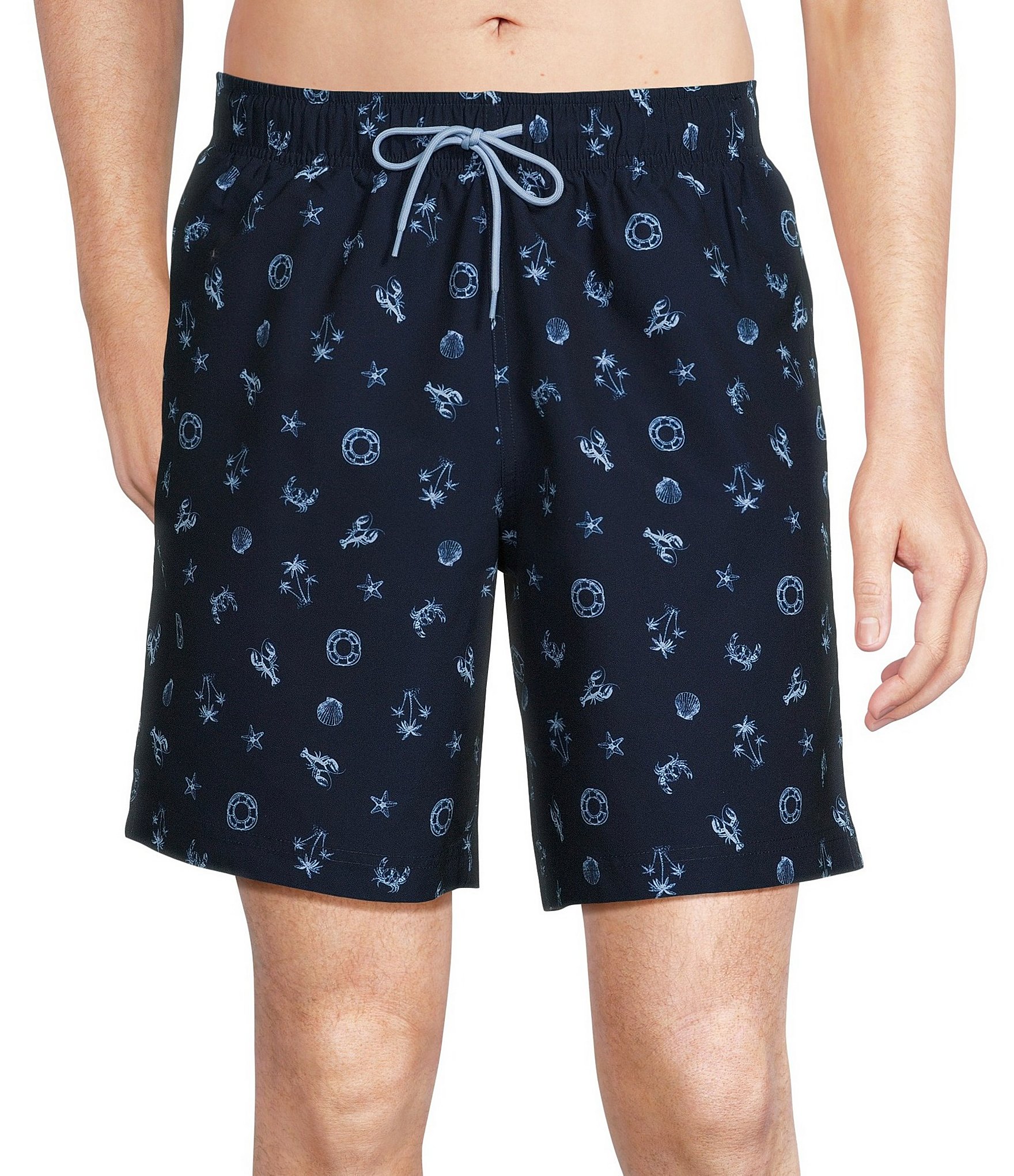 Roundtree & Yorke Mini Sea Motif 8#double; Inseam Swim Trunks