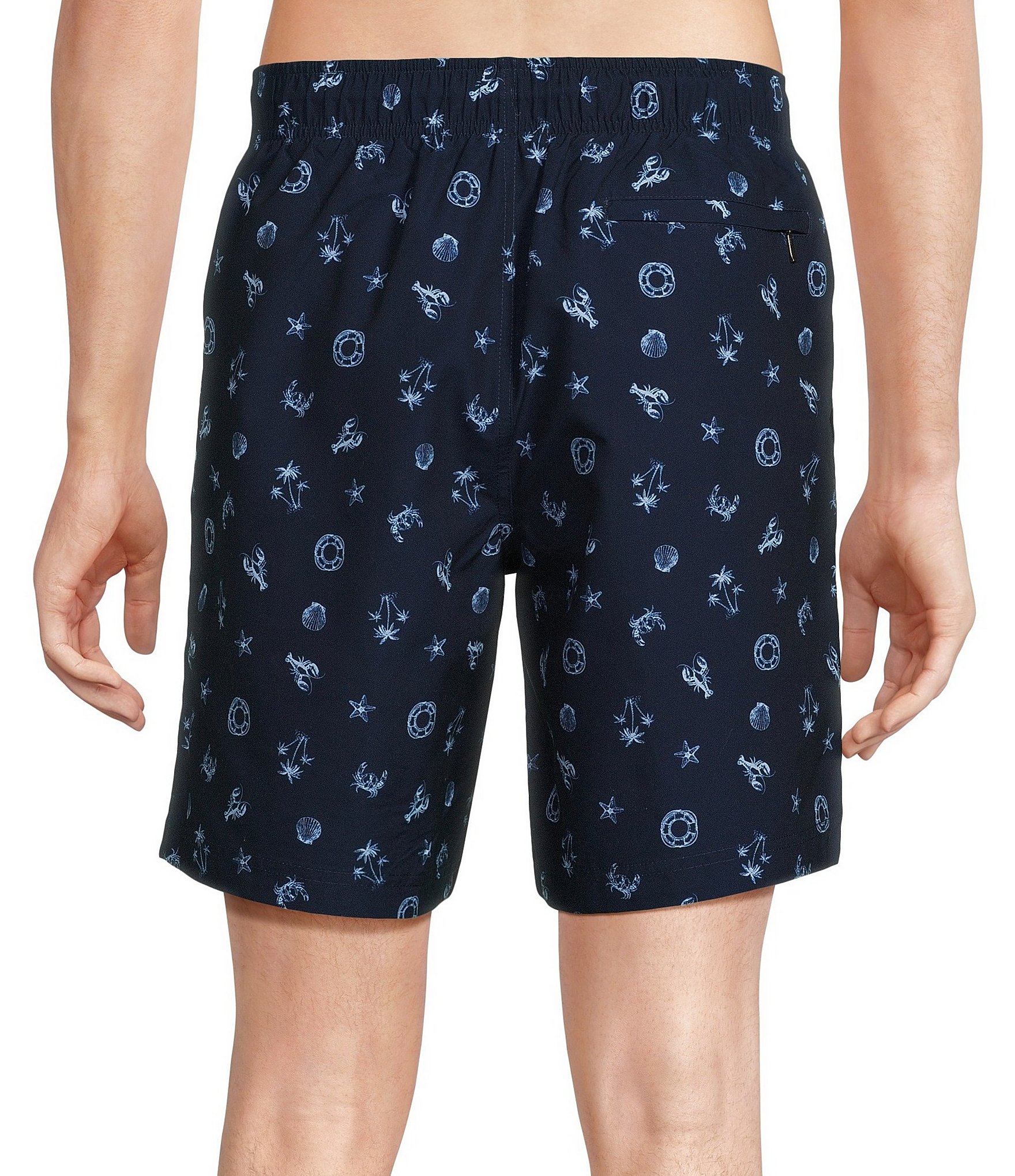 Roundtree & Yorke Mini Sea Motif 8#double; Inseam Swim Trunks