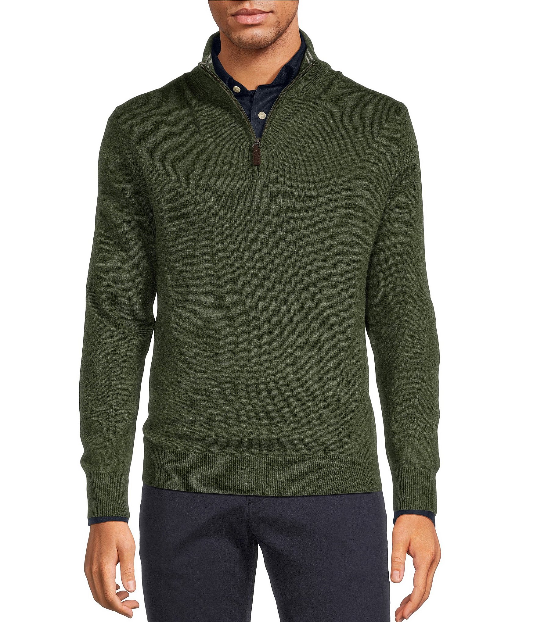 Roundtree & Yorke Mock Neck Long Sleeve Solid Quarter Zip Pullover ...