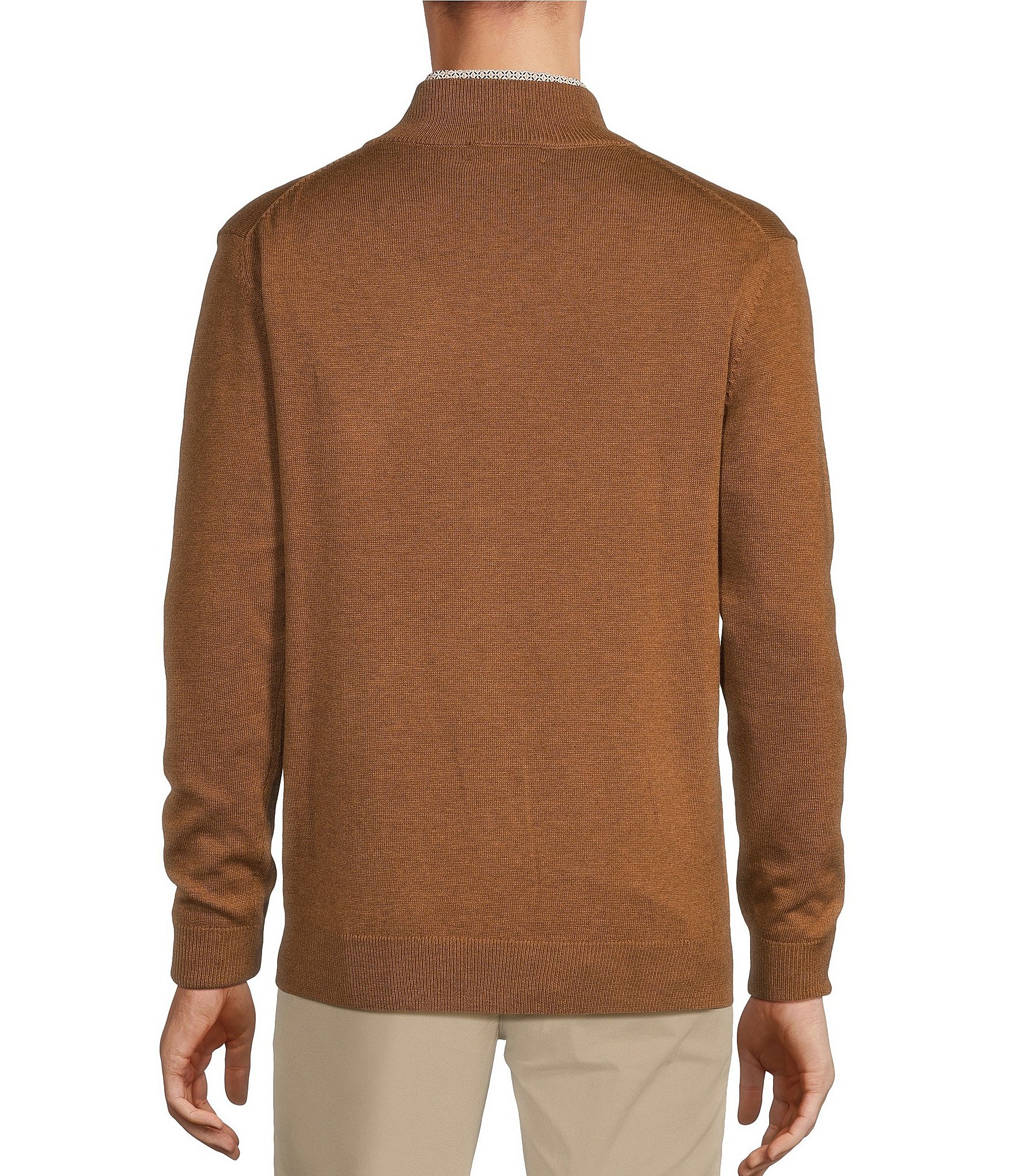 Roundtree & Yorke Mock Neck Long Sleeve Solid Quarter-Zip Sweater Pullover