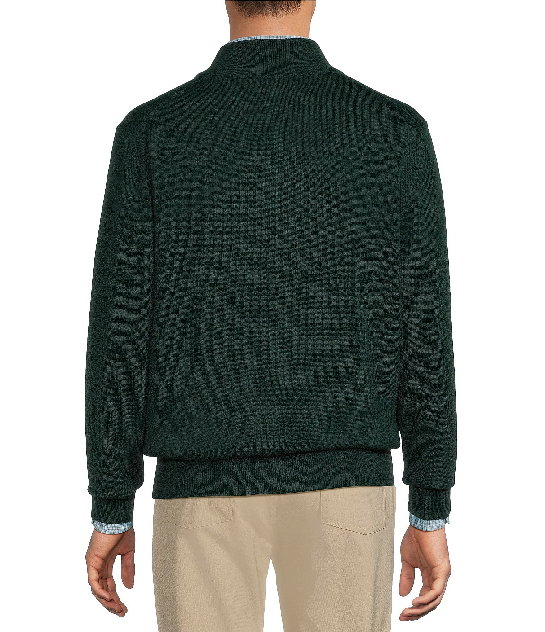 Roundtree & Yorke Mock Neck Long Sleeve Solid Quarter Zip Sweater