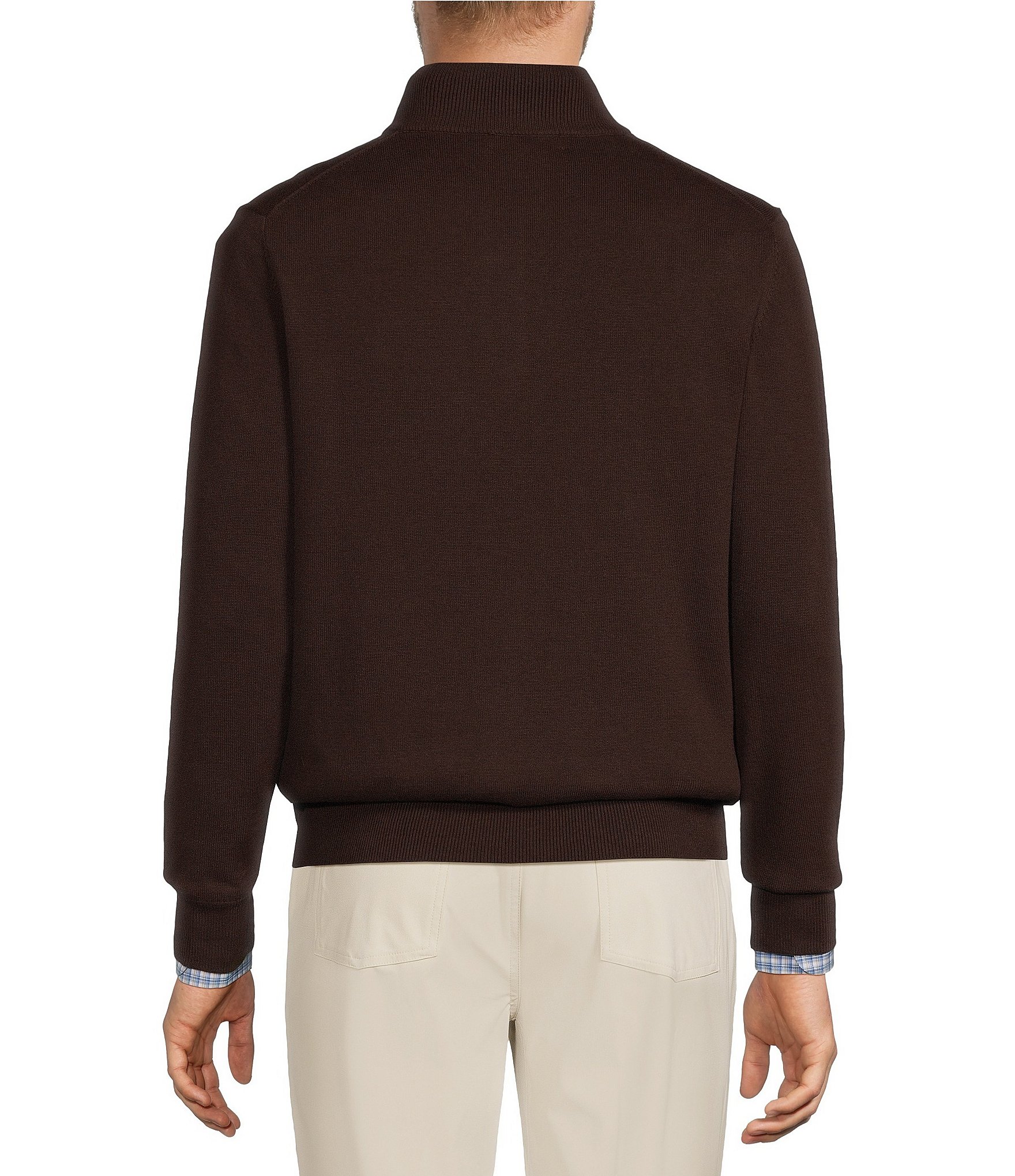 Roundtree & Yorke Mock Neck Long Sleeve Solid Quarter Zip Sweater