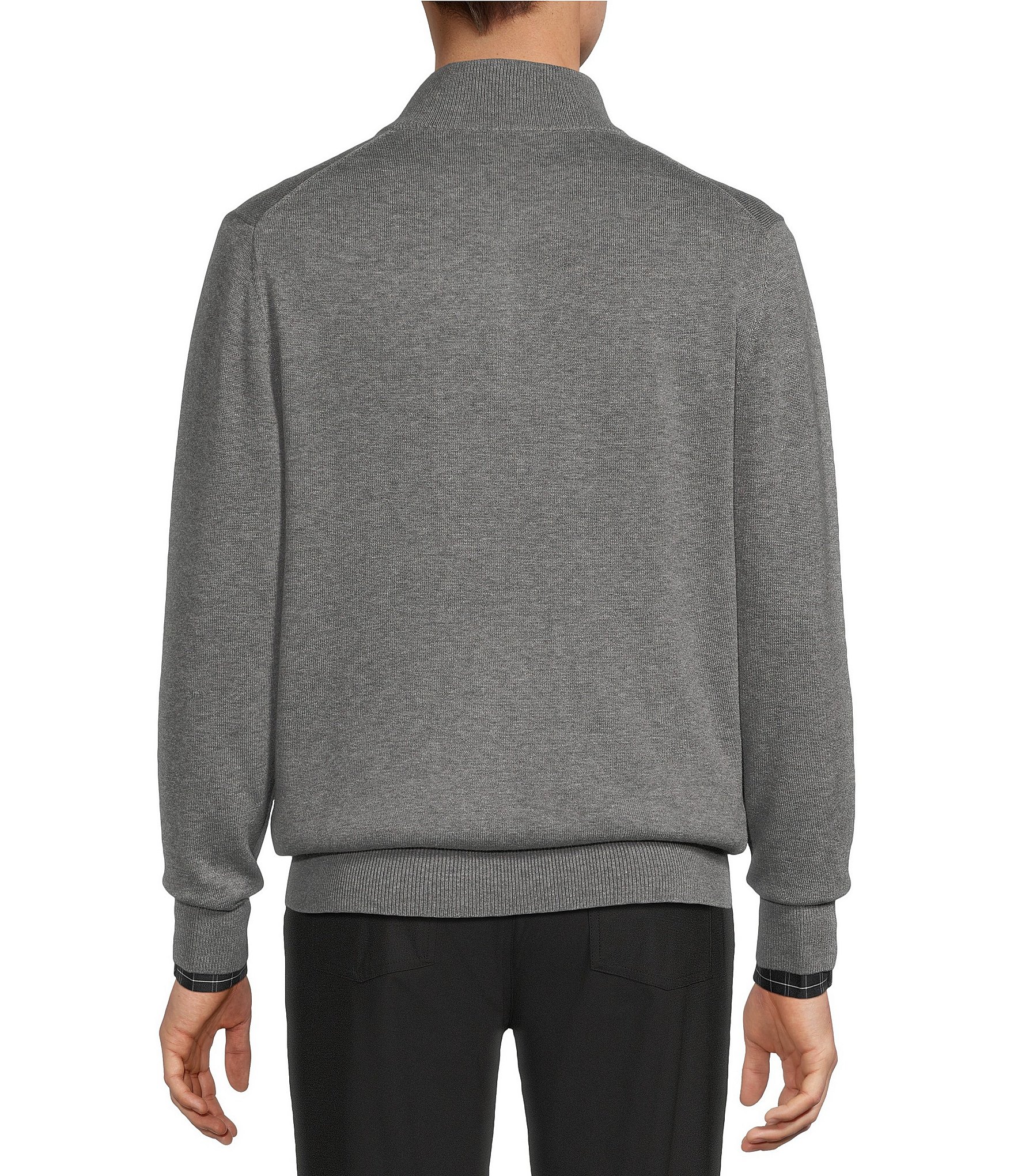 Roundtree & Yorke Mock Neck Long Sleeve Solid Quarter Zip Sweater