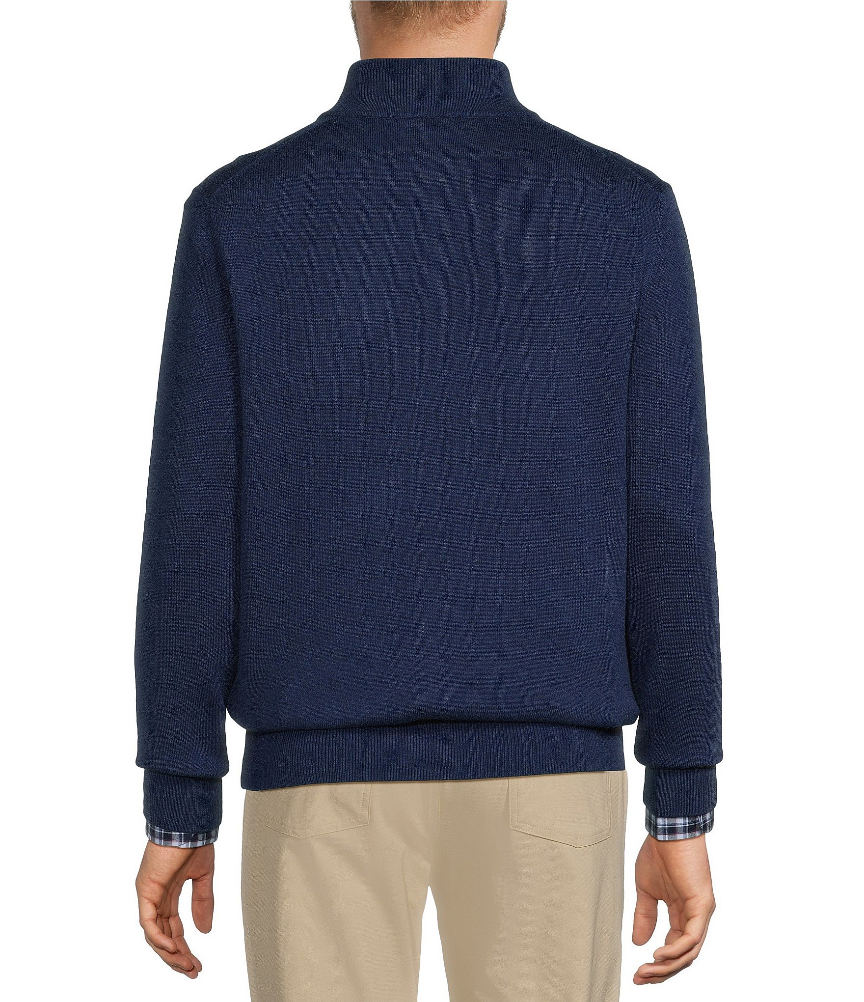 Roundtree & Yorke Mock Neck Long Sleeve Solid Quarter Zip Sweater
