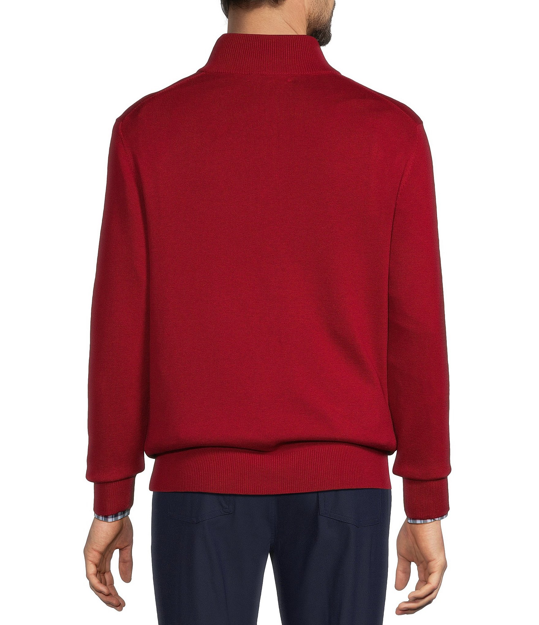 Roundtree & Yorke Mock Neck Long Sleeve Solid Quarter Zip Sweater