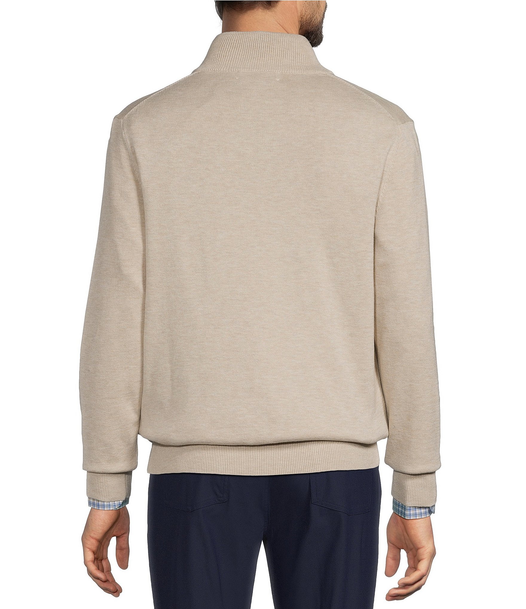 Roundtree & Yorke Mock Neck Long Sleeve Solid Quarter Zip Sweater