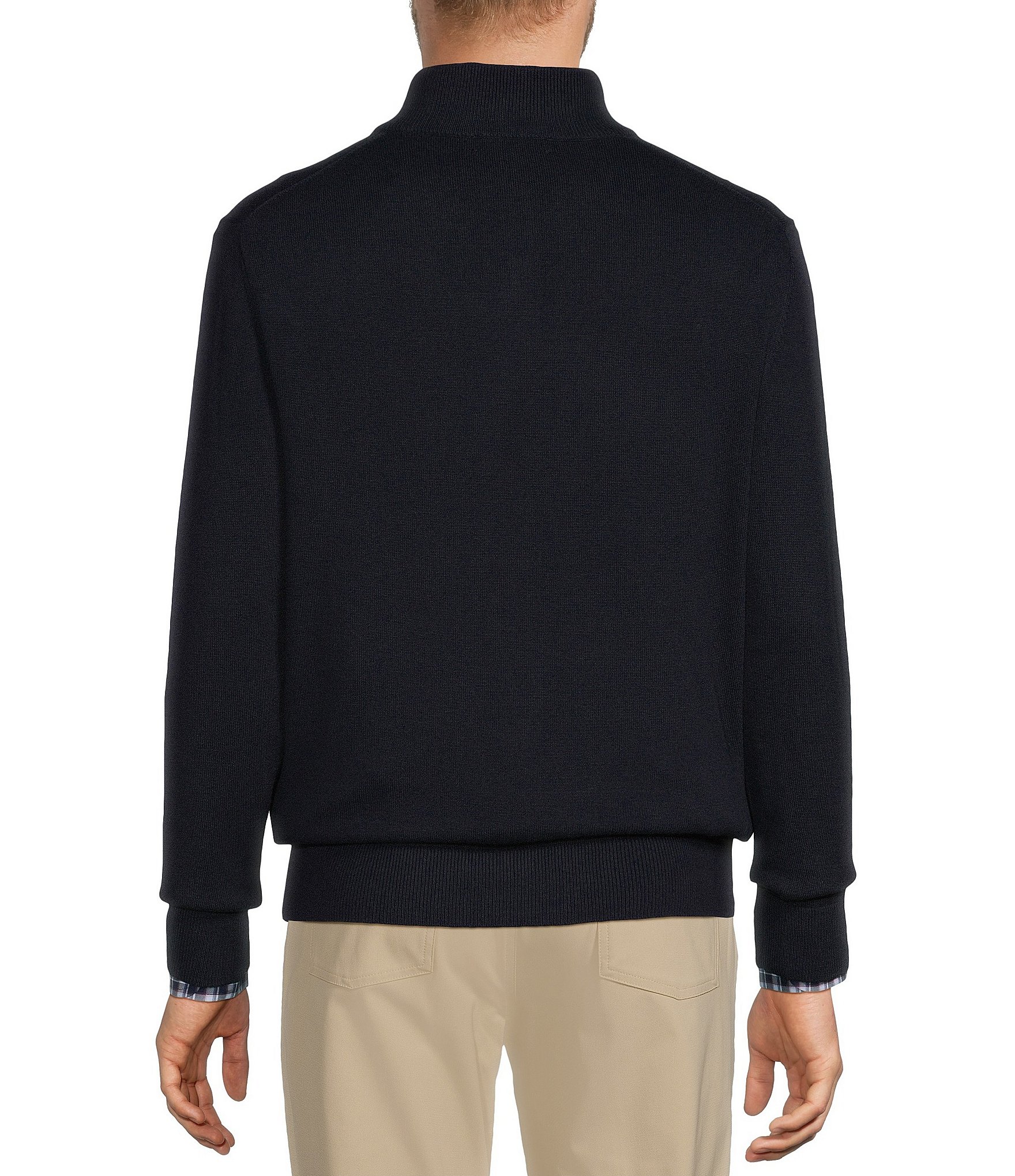 Roundtree & Yorke Mock Neck Long Sleeve Solid Quarter Zip Sweater
