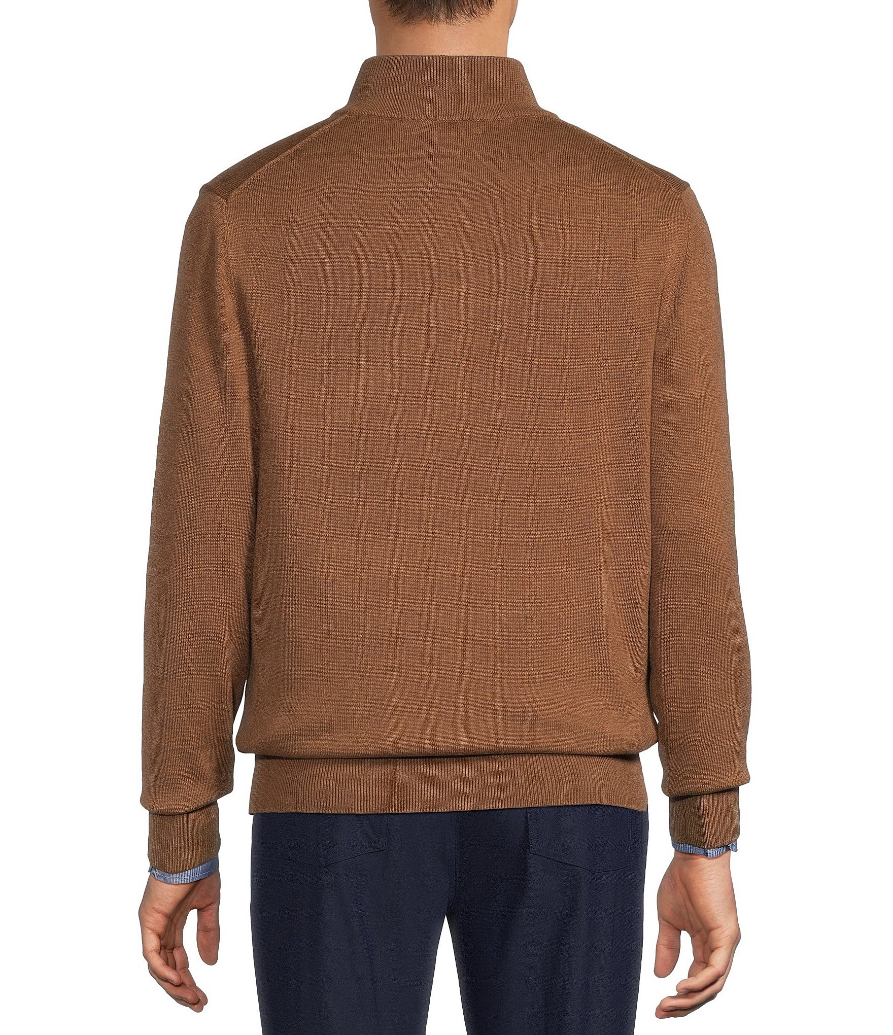 Roundtree & Yorke Mock Neck Long Sleeve Solid Quarter Zip Sweater