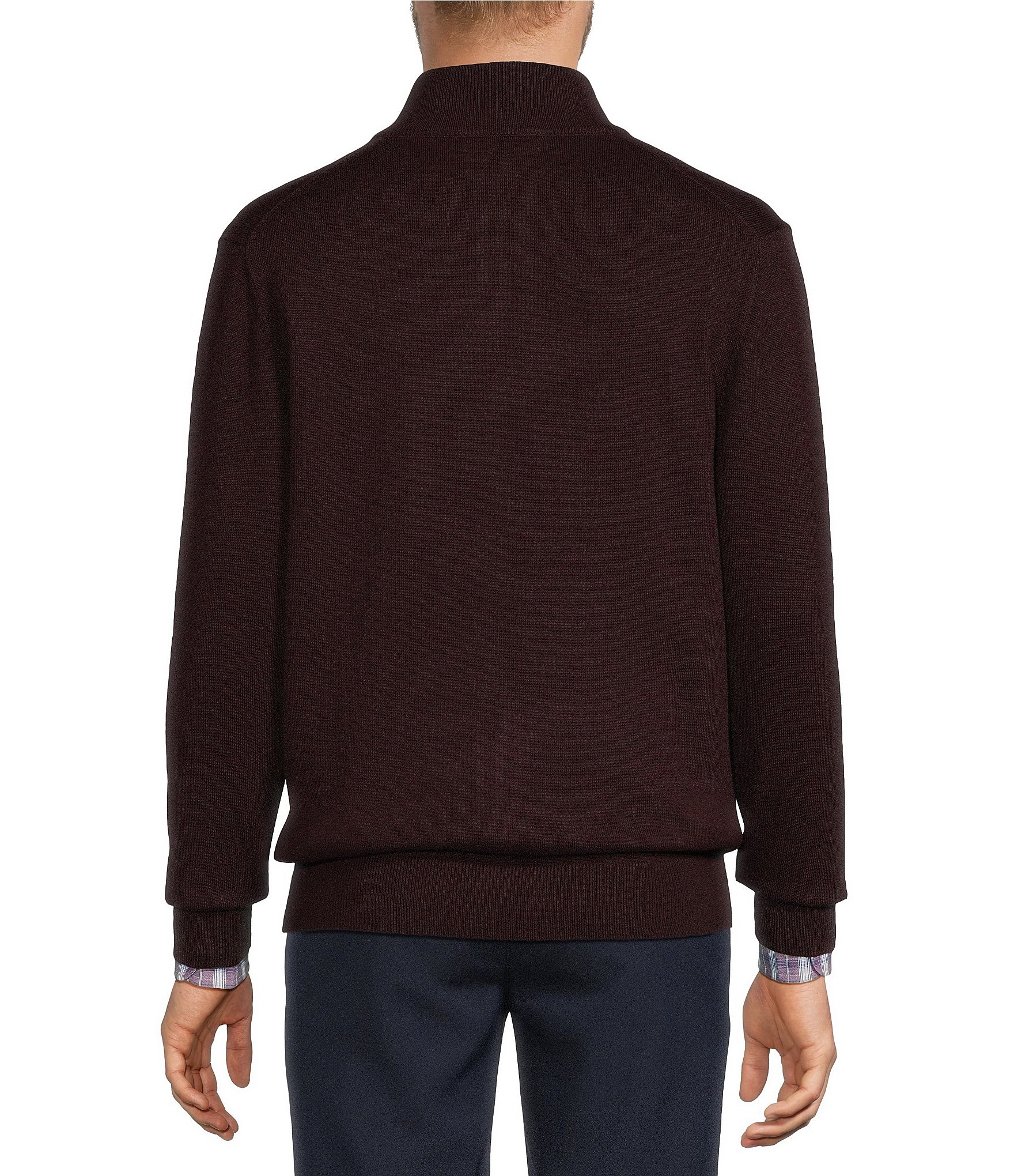 Roundtree & Yorke Mock Neck Long Sleeve Solid Quarter Zip Sweater