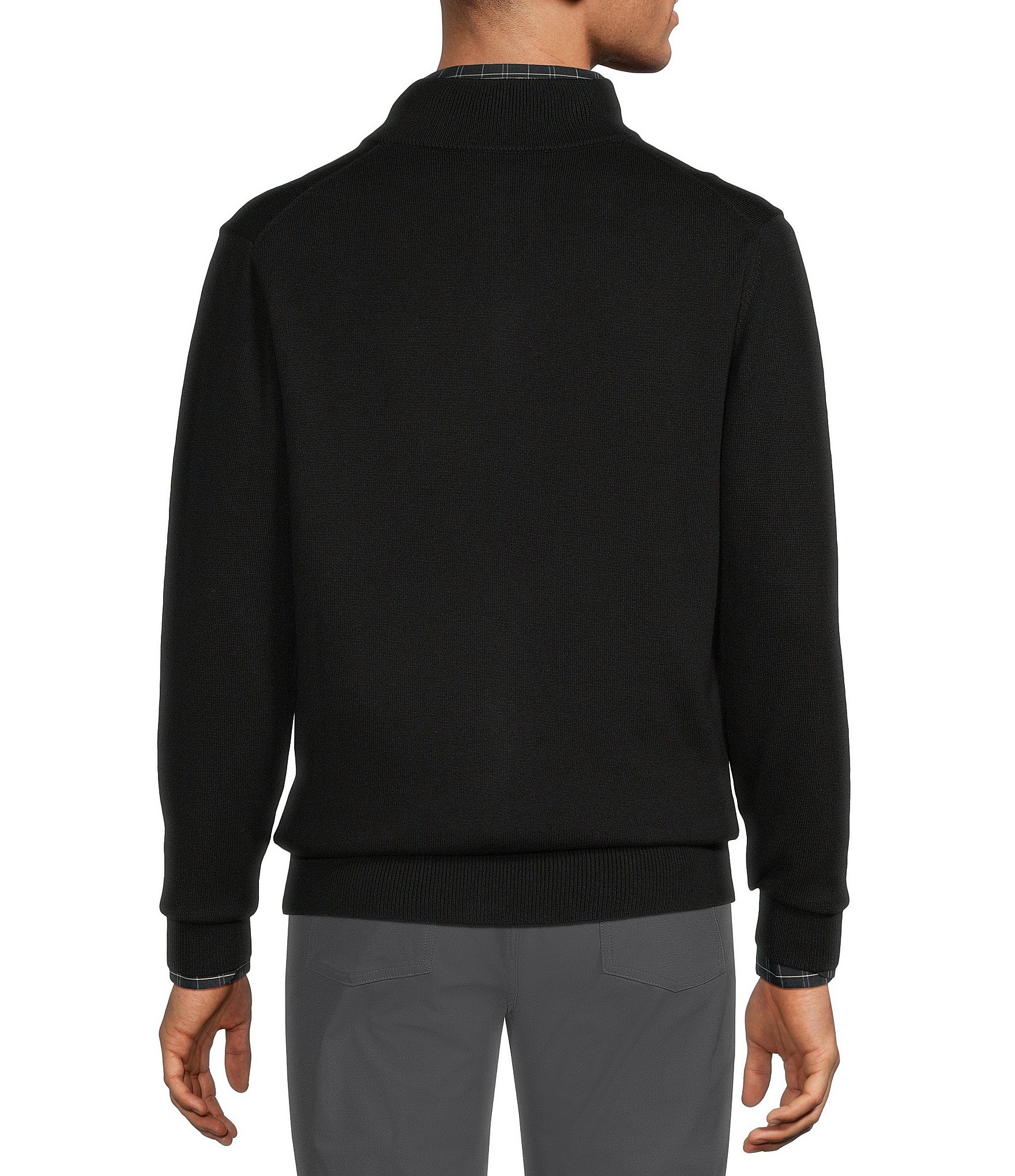 Roundtree & Yorke Mock Neck Long Sleeve Solid Quarter Zip Sweater