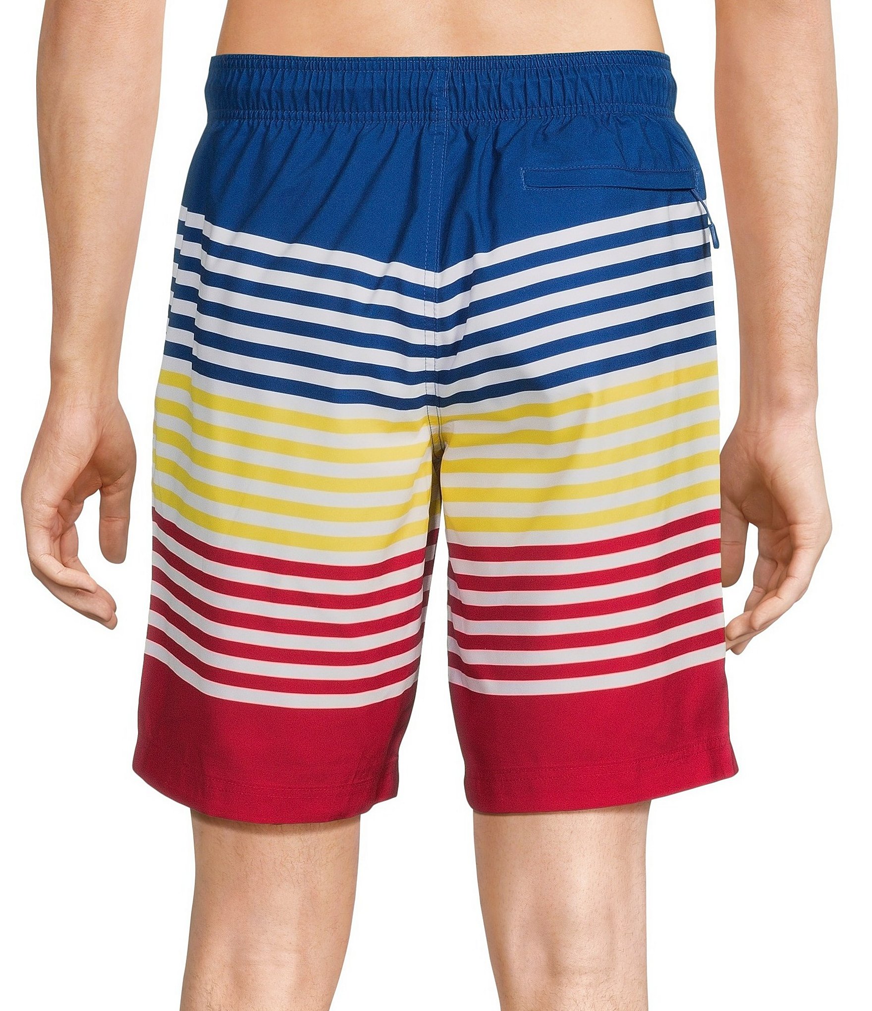 Roundtree & Yorke Multi Stripe 10#double; Inseam Swim Trunks