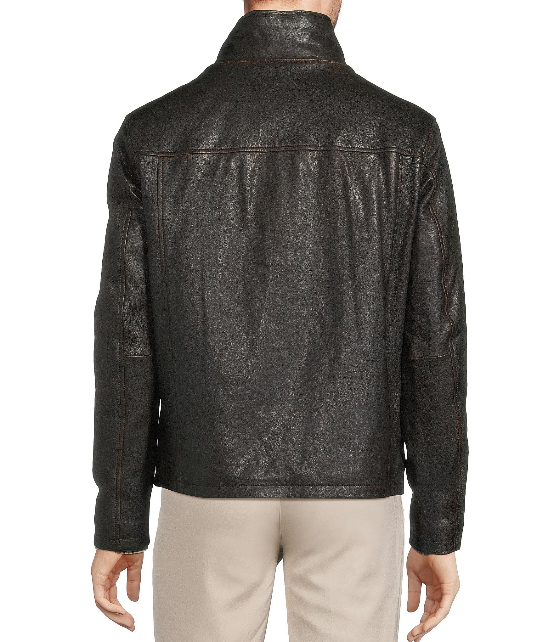 Roundtree & Yorke Pathfinder Lambskin Leather Long Sleeve Hipster Jacket