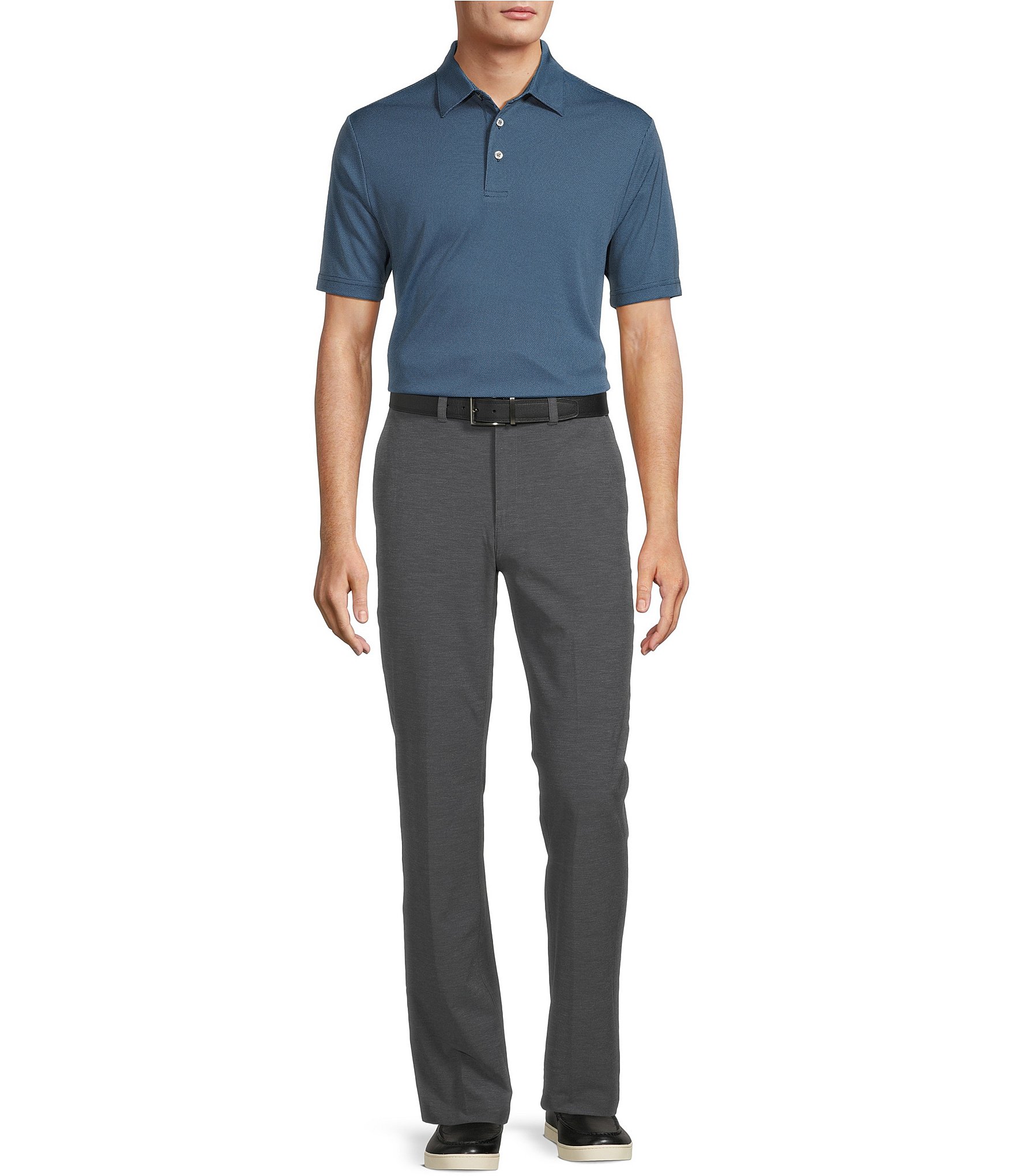Roundtree & Yorke Performance Andrew Fit Flat Front Solid Texture Pants