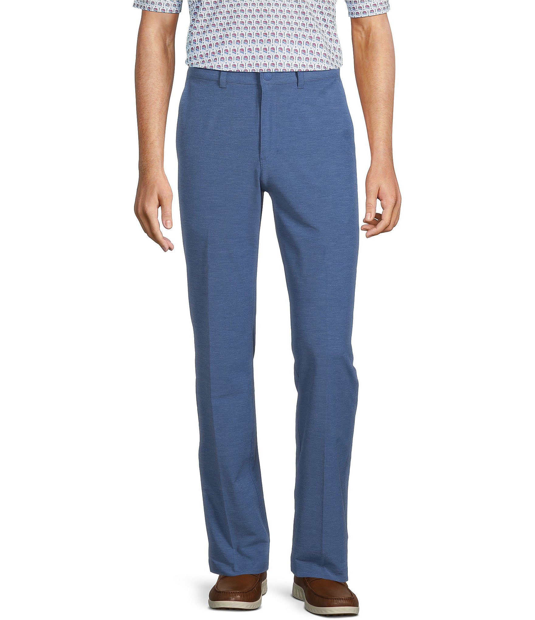 Roundtree & Yorke Performance Andrew Fit Flat Front Solid Texture Pants