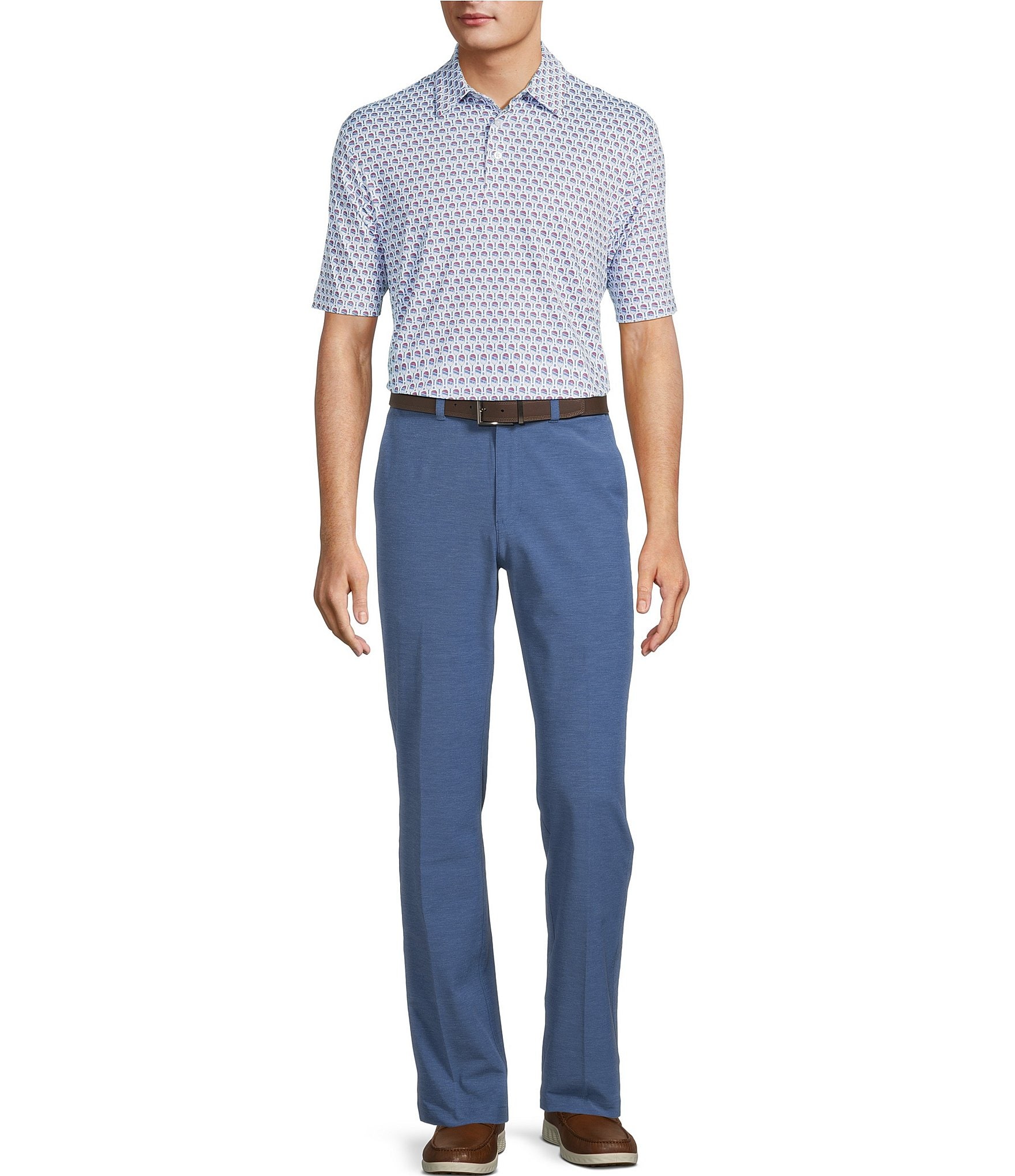 Roundtree & Yorke Performance Andrew Fit Flat Front Solid Texture Pants
